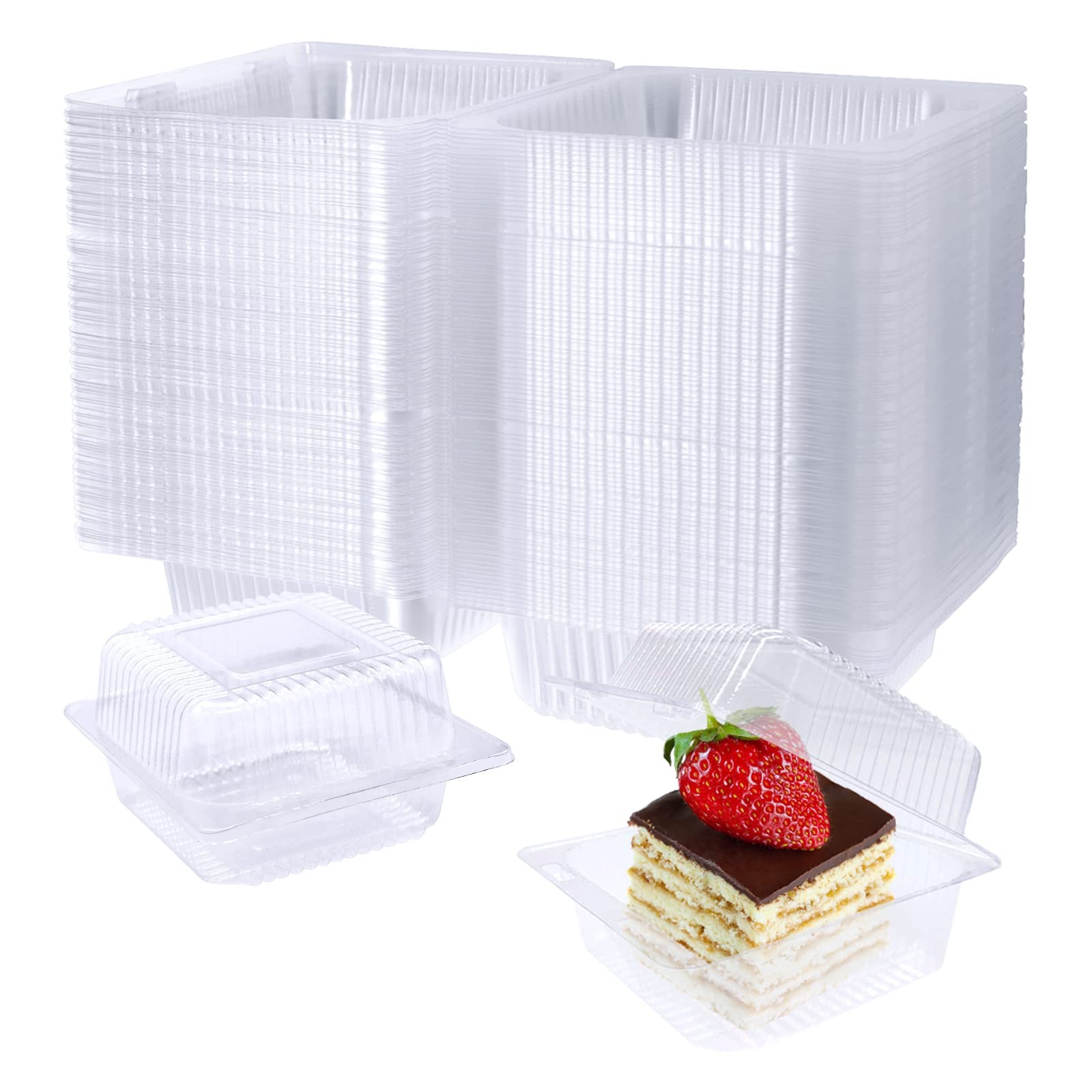 100 Pcs Clear Plastic Hinged Take Out Containers Disposable To Go Containers