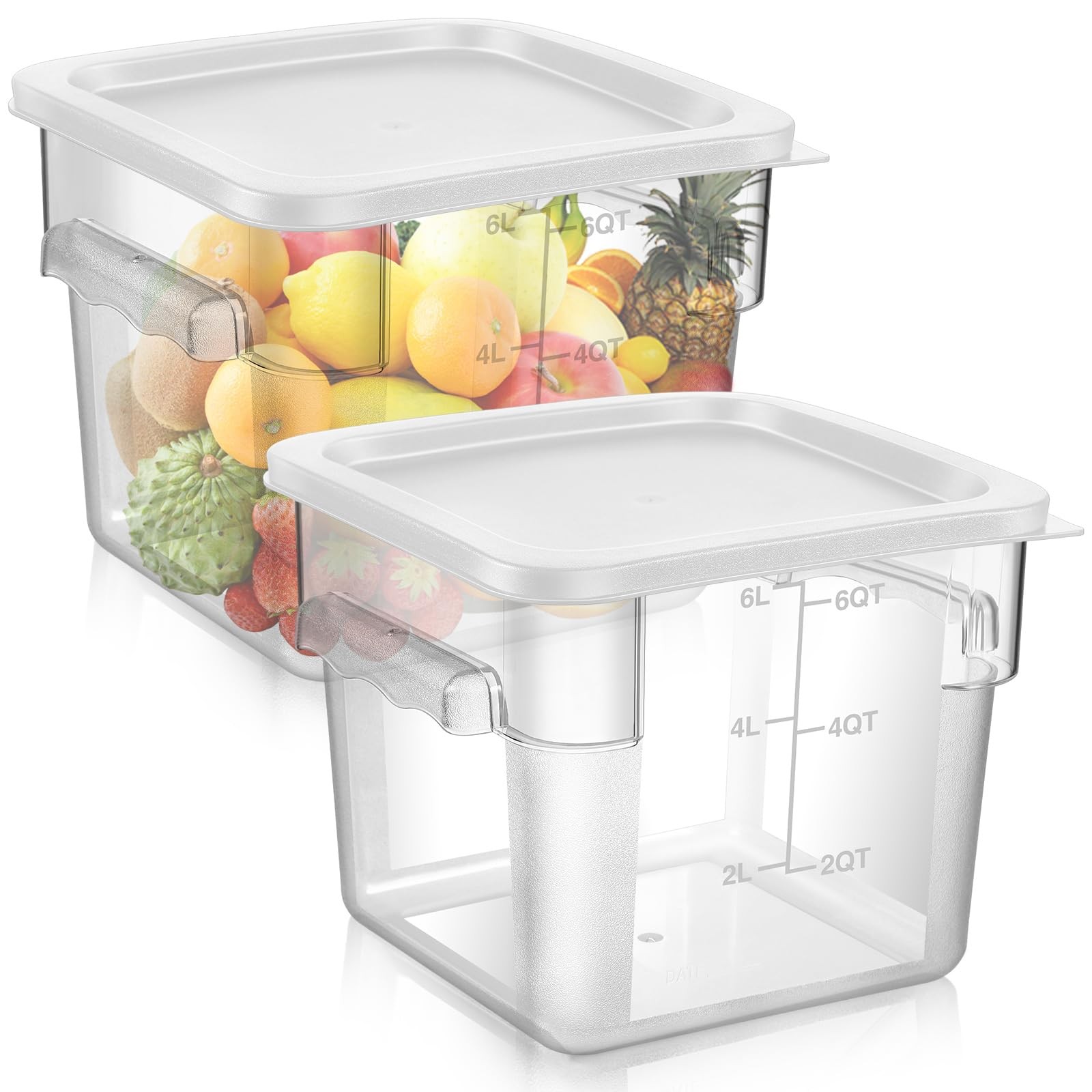 2 Pieces Square Food Storage Containers Polycarbonate Clear food Container wi…