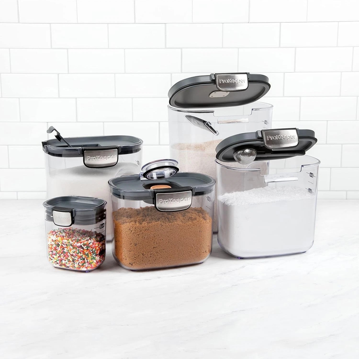 Transparent 9-Piece Kitchen Canister Set with Magnetic Accessories for Baking