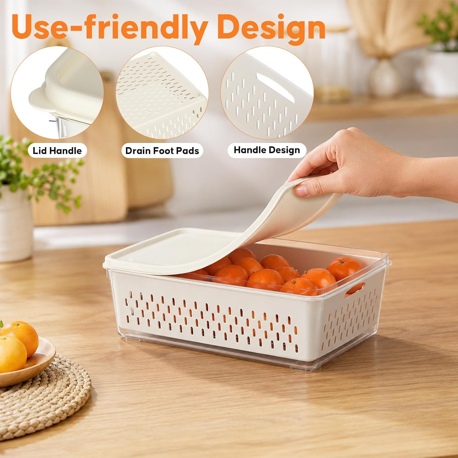 JSCARES Fruit Storage Containers for Fridge with Soft Lid – 4 Pack Food Storage