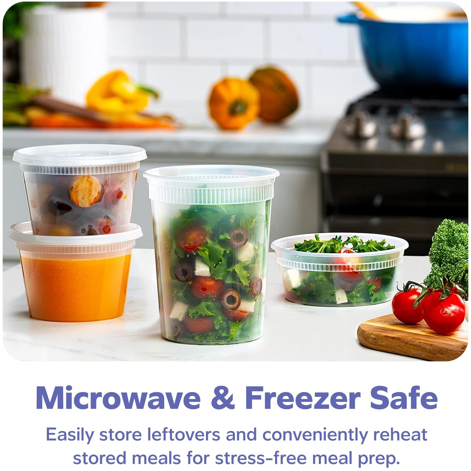 To Go Food Containers with Lids [8 oz, 16 oz, 32 oz – 48 Count] – Deli Plasti…