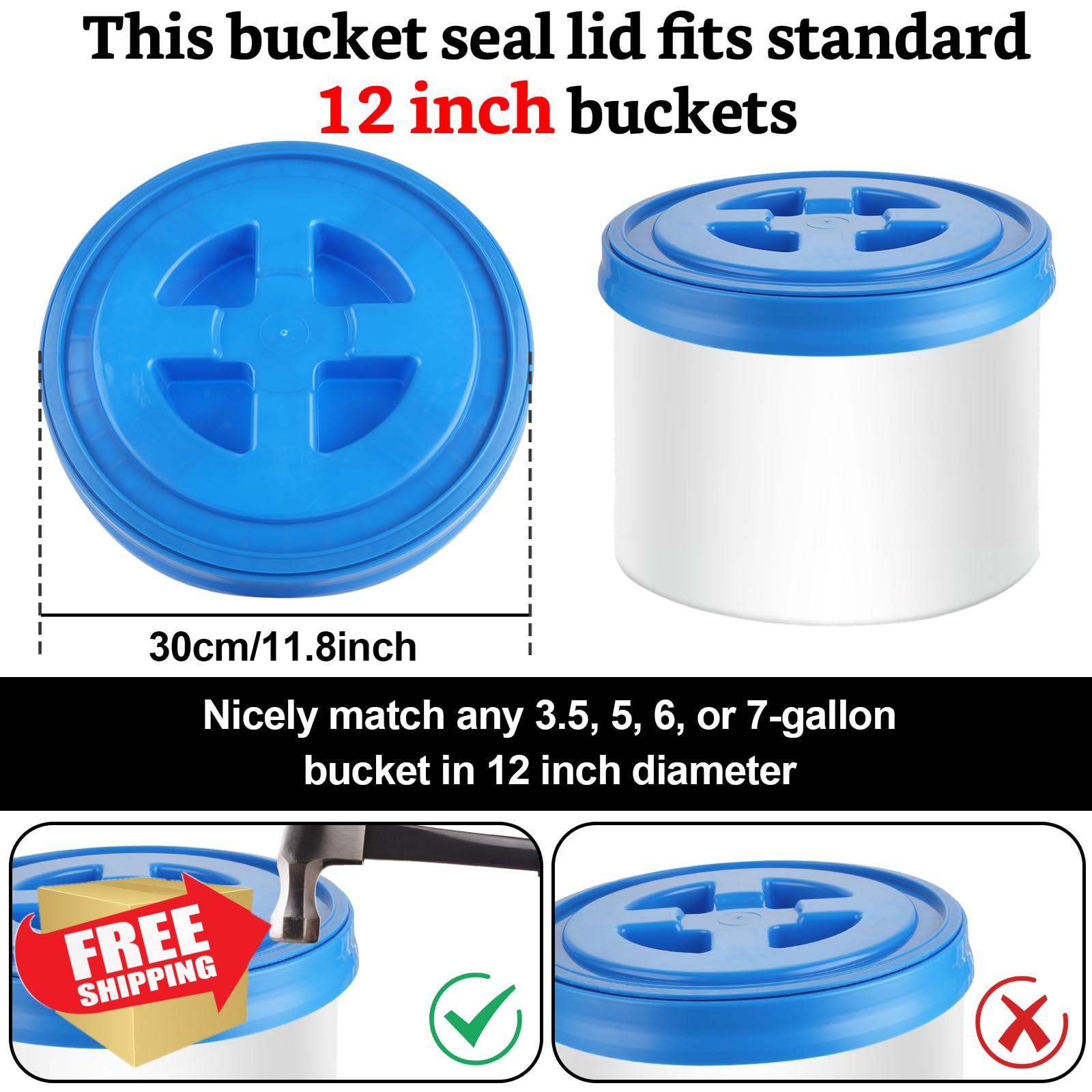 FWEEK 5 Gal Bucket Lids Red Blue Yellow Green