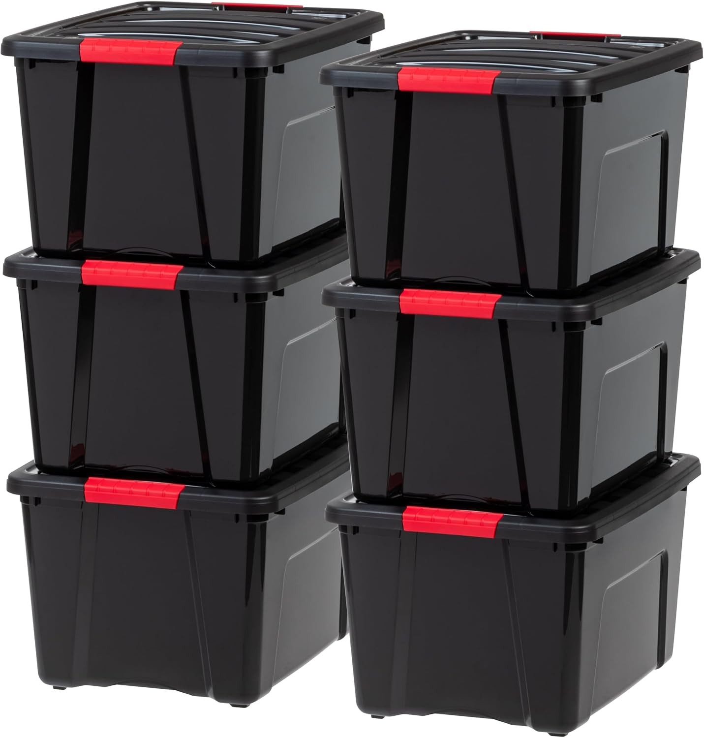 32 Qt Stackable Plastic Storage Bins W/ Lids 6 Pack BPA-Free Made in USA Garage