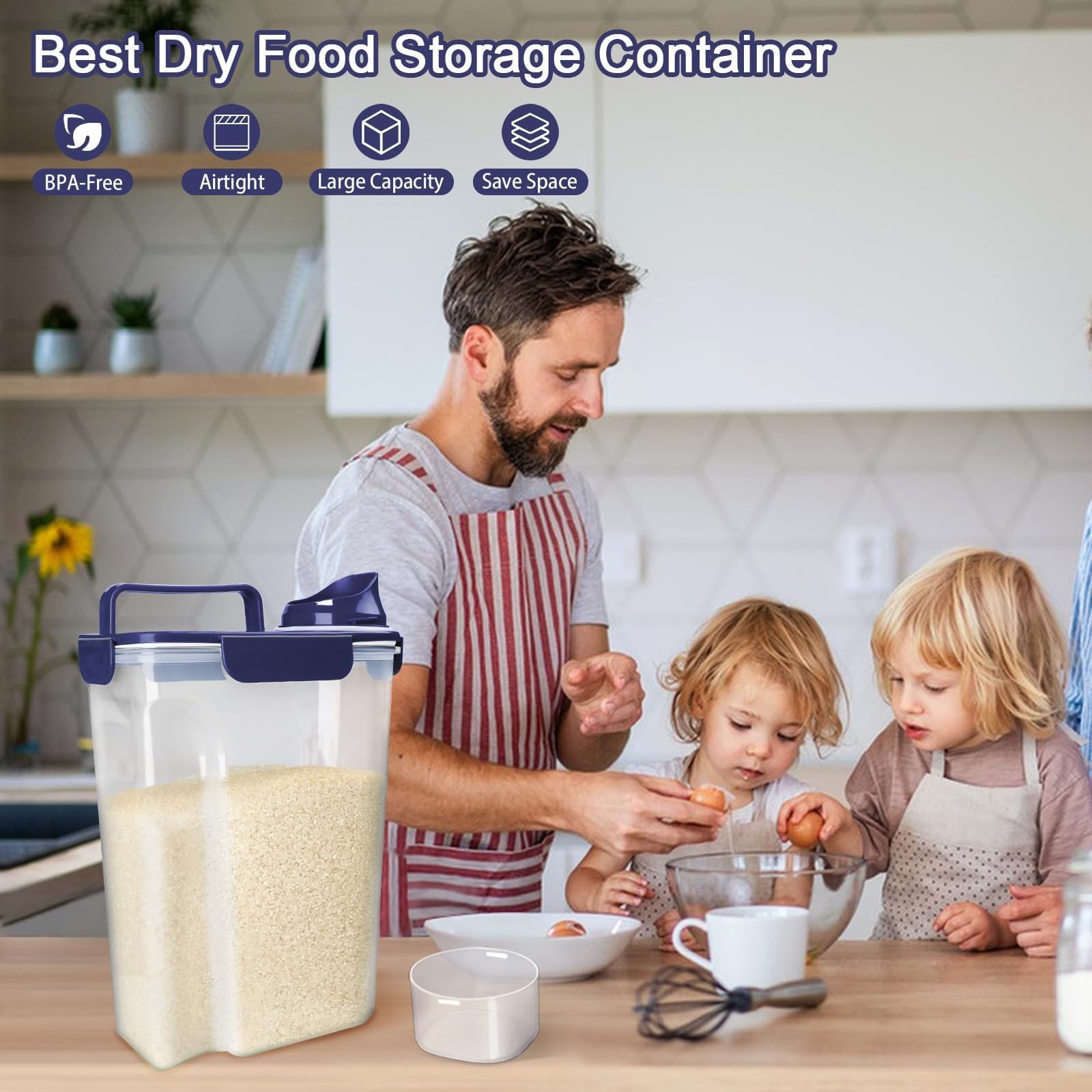 Komzon Rice Container, Airtight Rice Storage Container 10lb, Cereal Container…