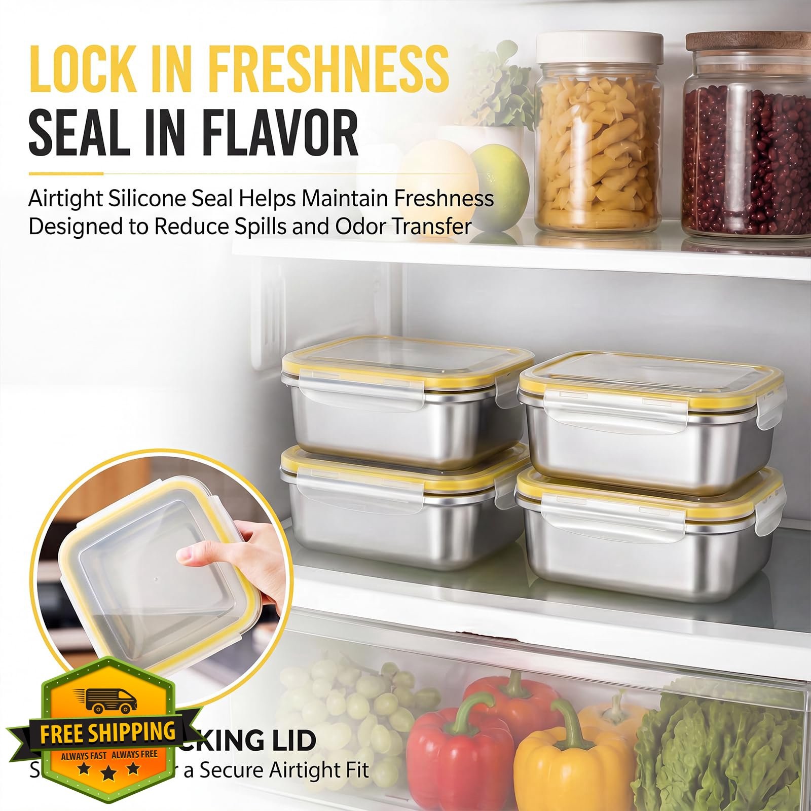 Blushtier 4pc Yellow Sandwich Containers 25.4oz