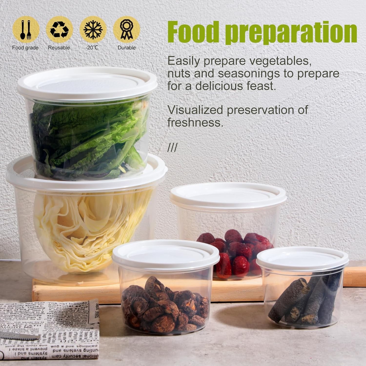 Fresh-Keeping Transparent Storage Round Box Household Refrigerator Food