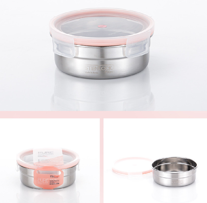 STENLOCK Pure Stainless Steel Side lunch Box 700ml Circle NO 5