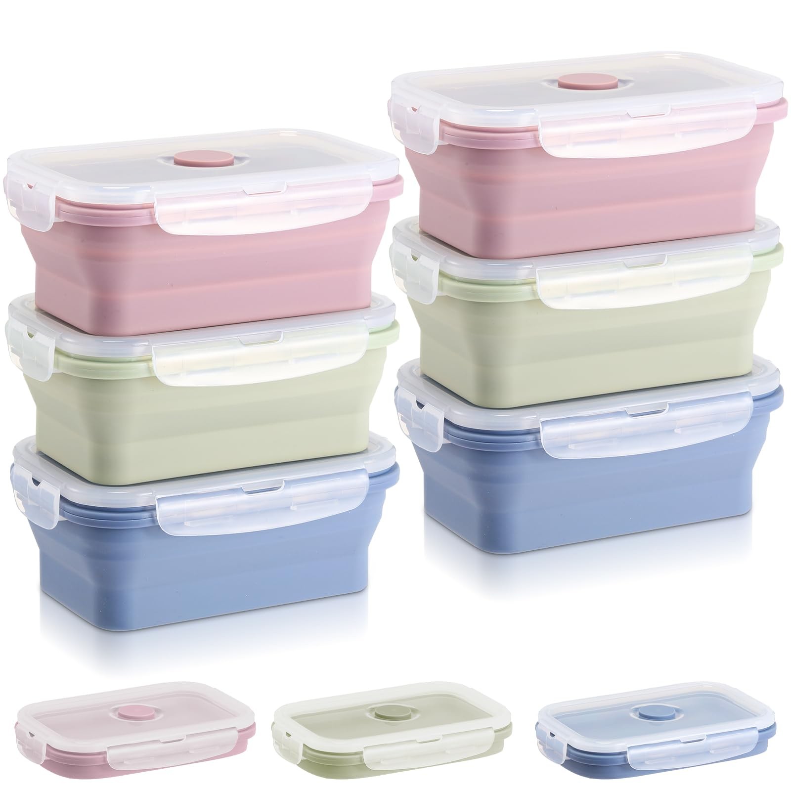6 Pcs Silicone Containers for Food Collapsible Food Storage Containers with A…