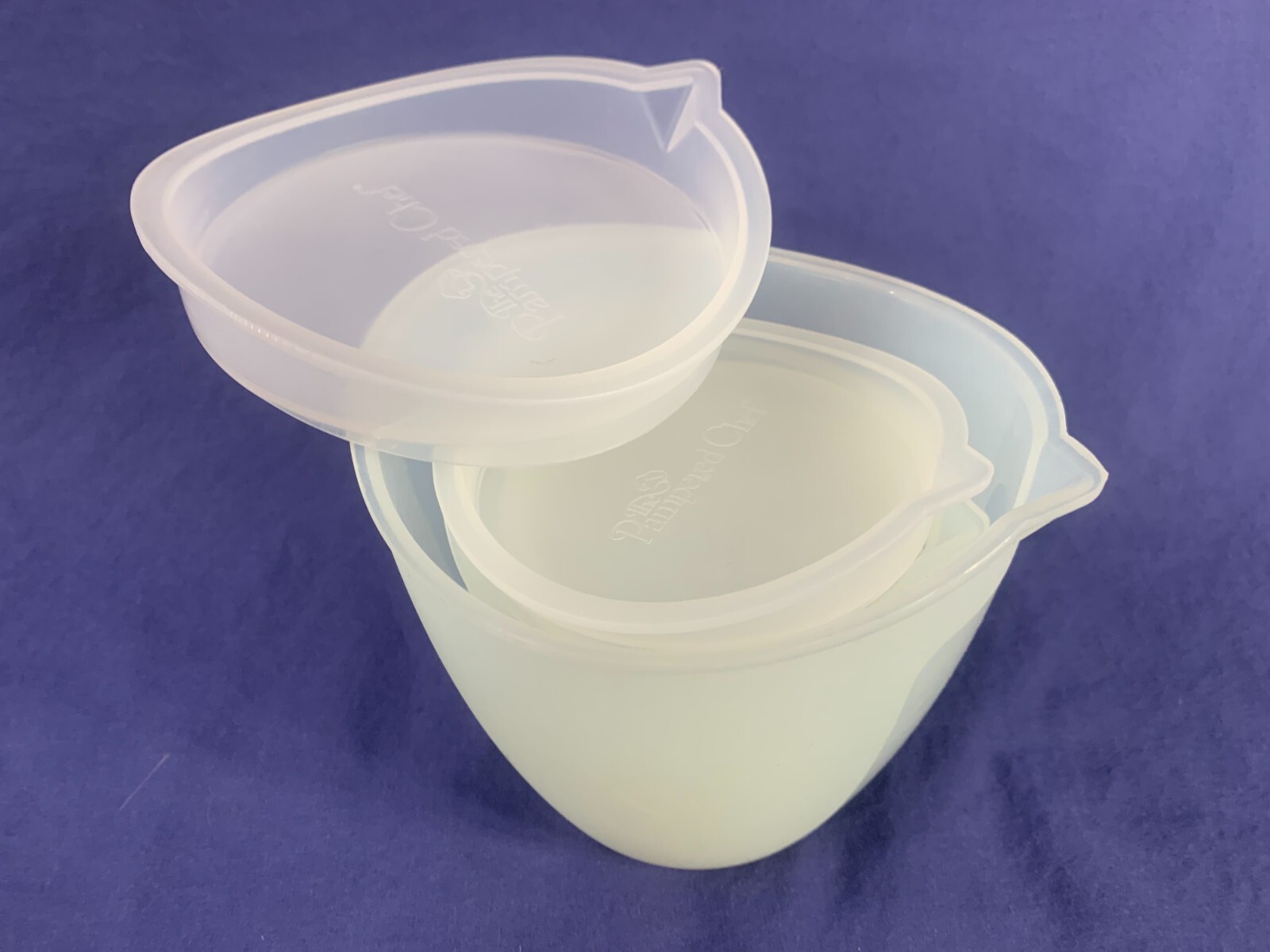 3 pc Set ~ THE PAMPERED CHEF #1751 Nesting Bowls for Prep Storage 1, 2 & 3 Cup