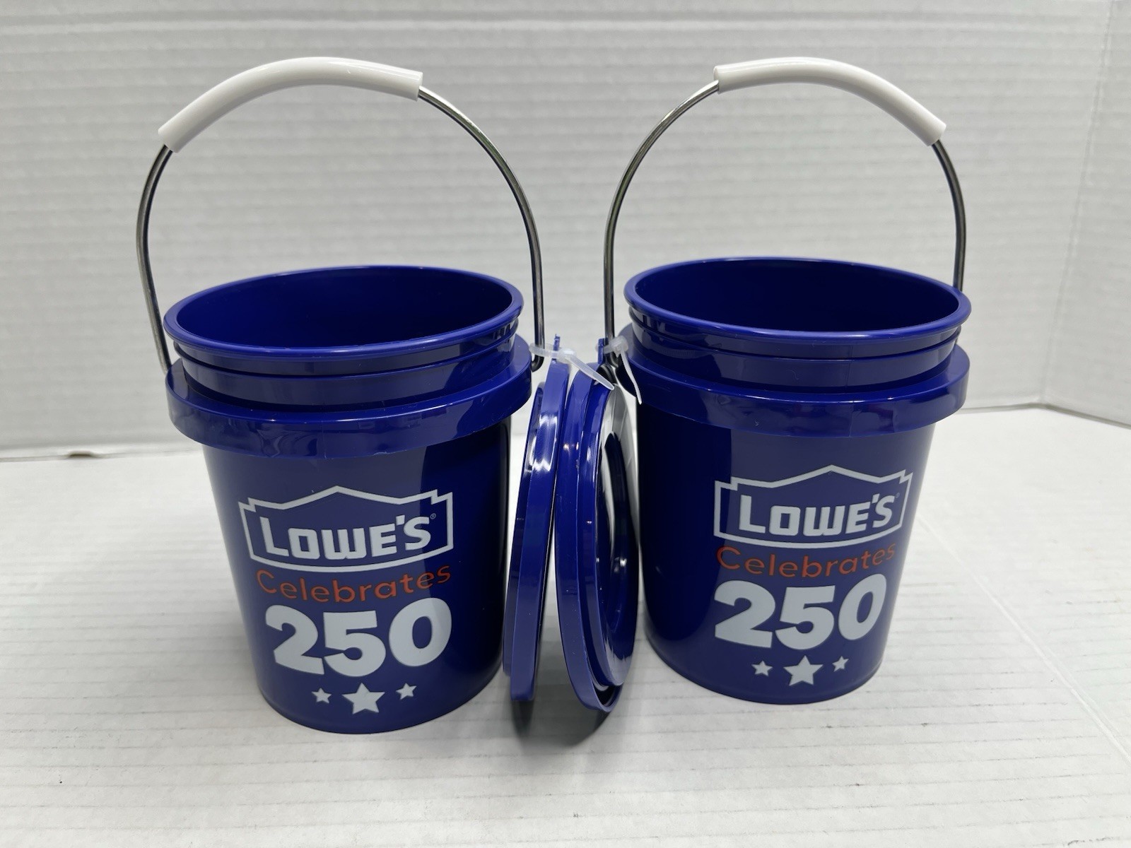 2 Pack Lowe’s 250 Americana Blue Mini bucket With Lid HTF