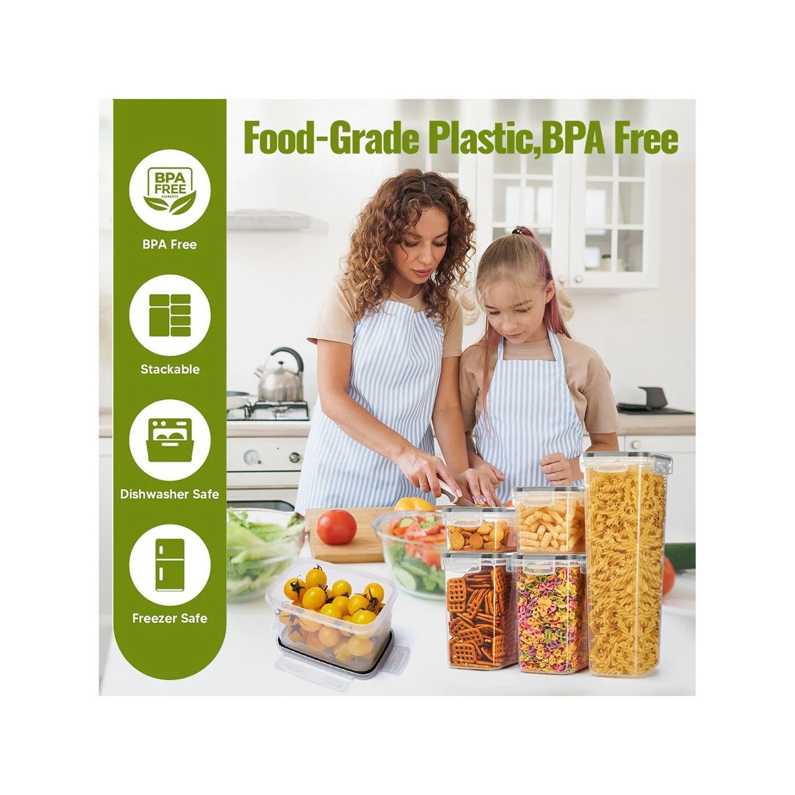 48pcs Airtight Food Storage Containers Set With Lids Reusable Labels Clear Kitch