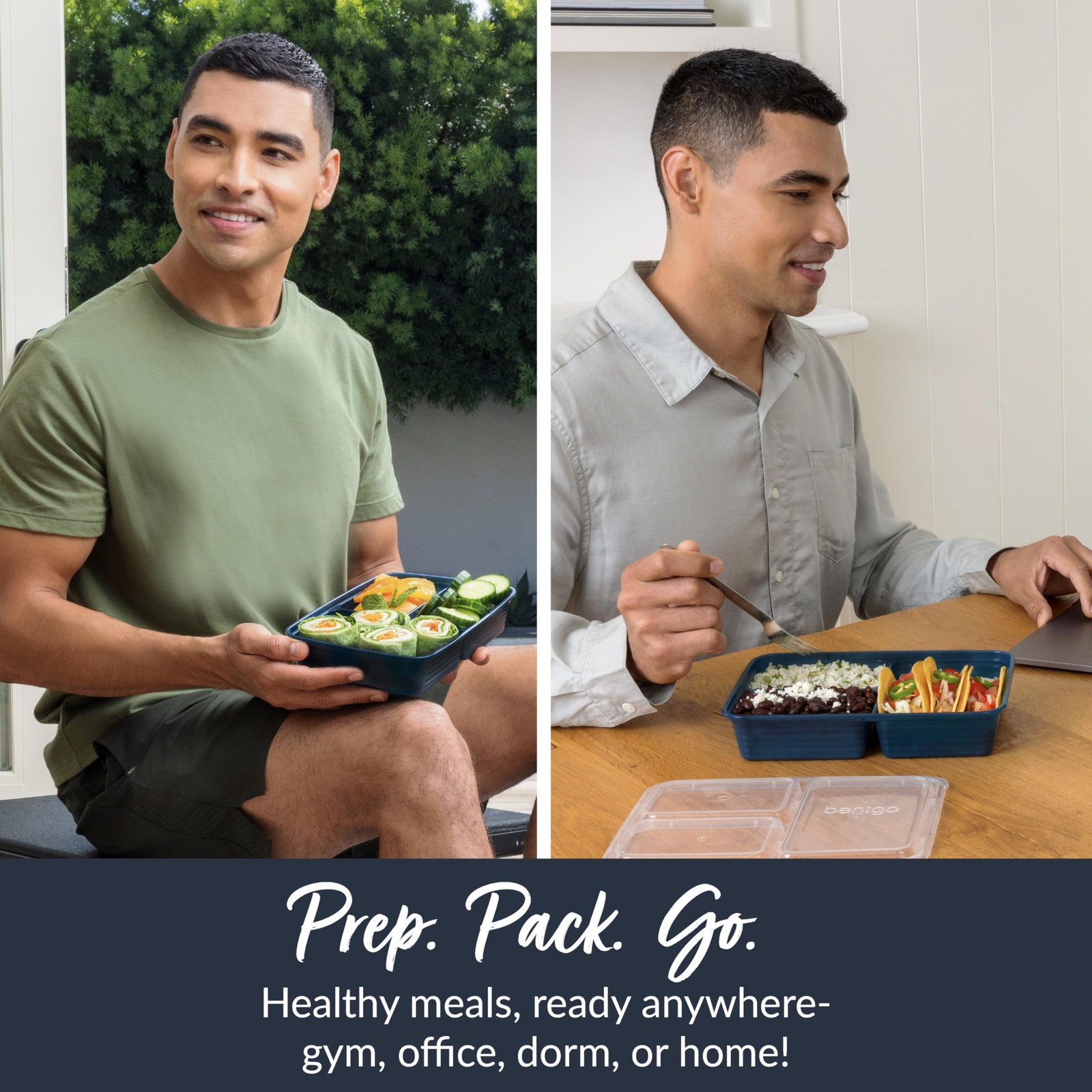 Prep – 20-Piece 3-Compartment Reusable Meal Prep Containers with Lids, PFAS &…