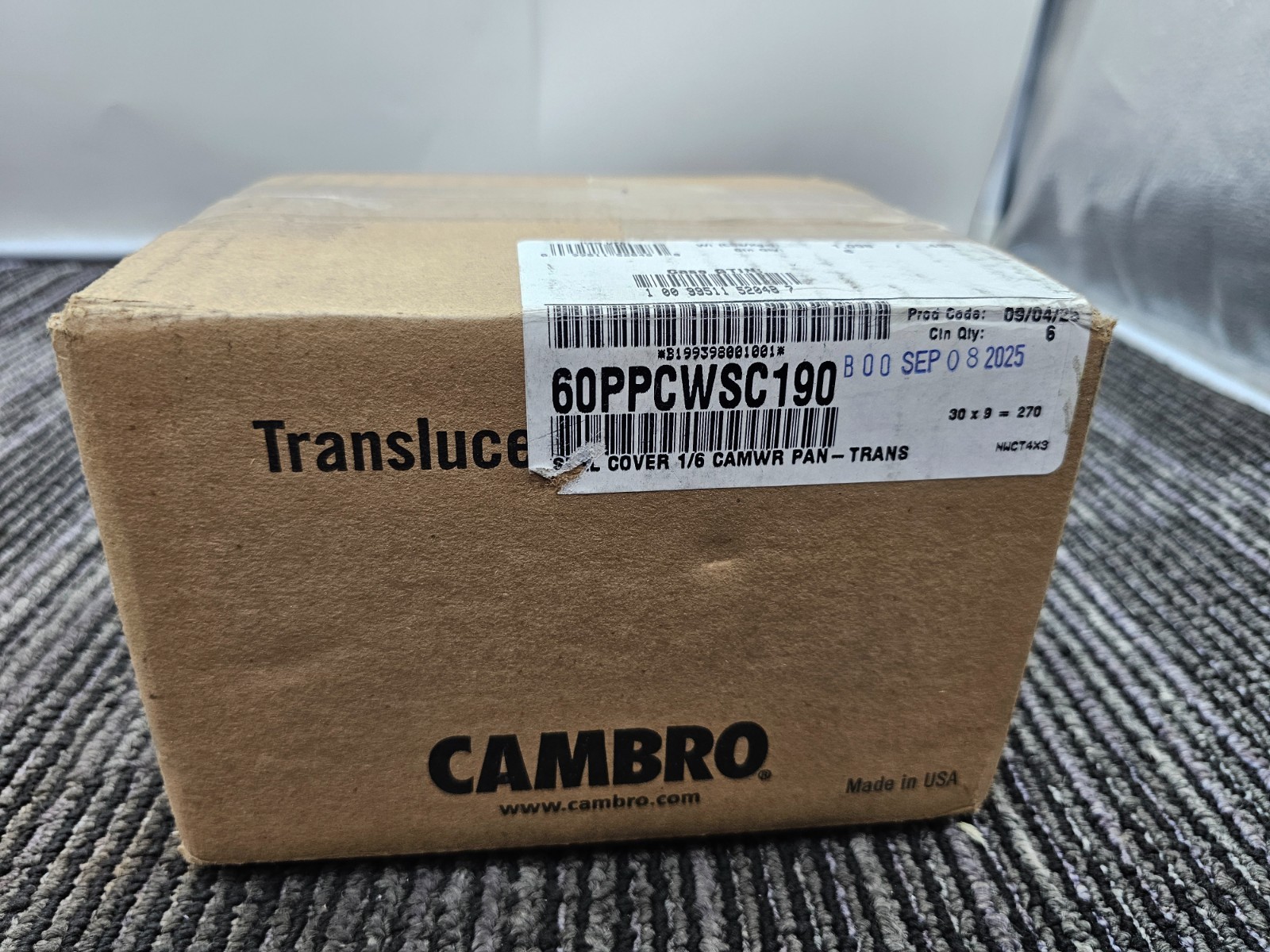 (QTY 6) Cambro 60PPCWSC190 Food Pan Seal Cover 1/6 size Translucent Camwear