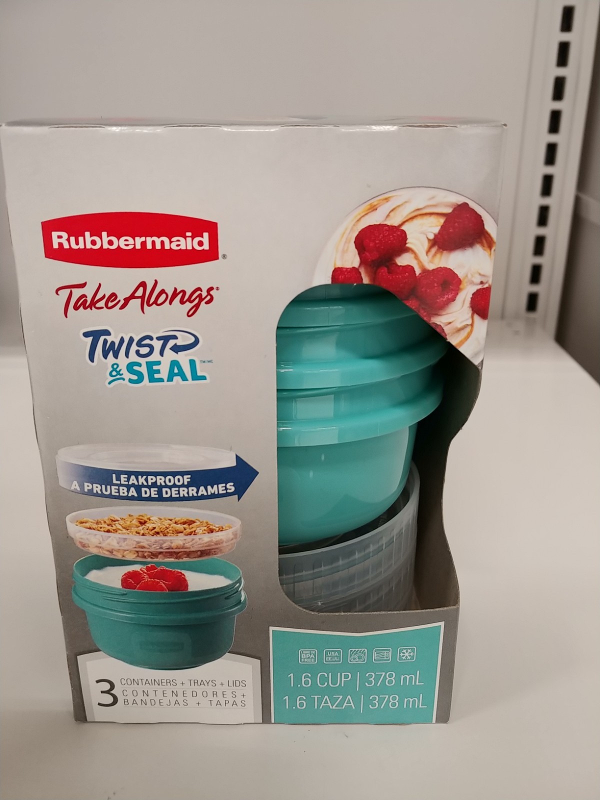 Rubbermaid TakeAlongs Twist & Seal 1.6 Cup Food Storage Containers Teal USA NEW