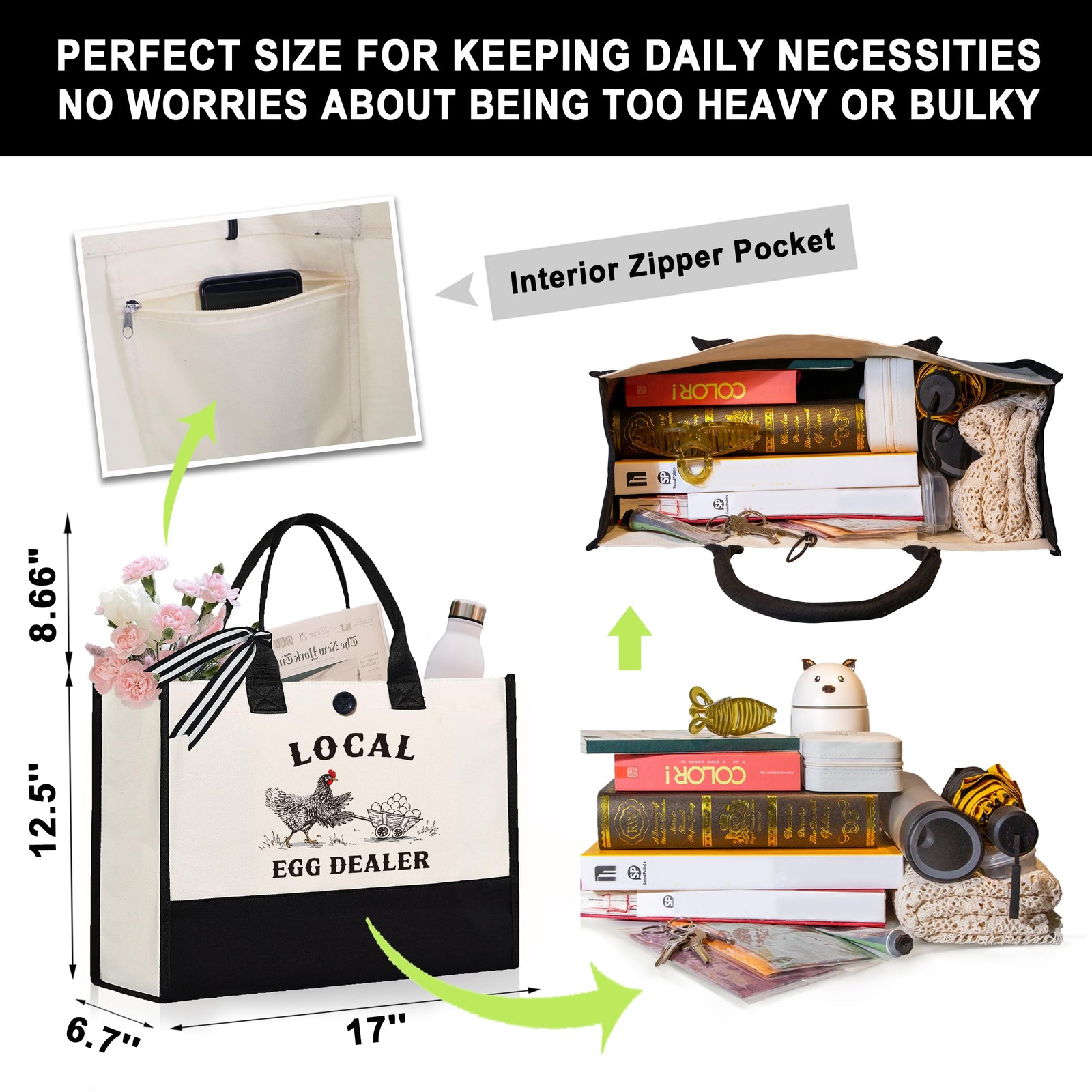 Craftique Chicken Gifts For Women-Funny Local Eggs Dealer Tote Bag Unique-