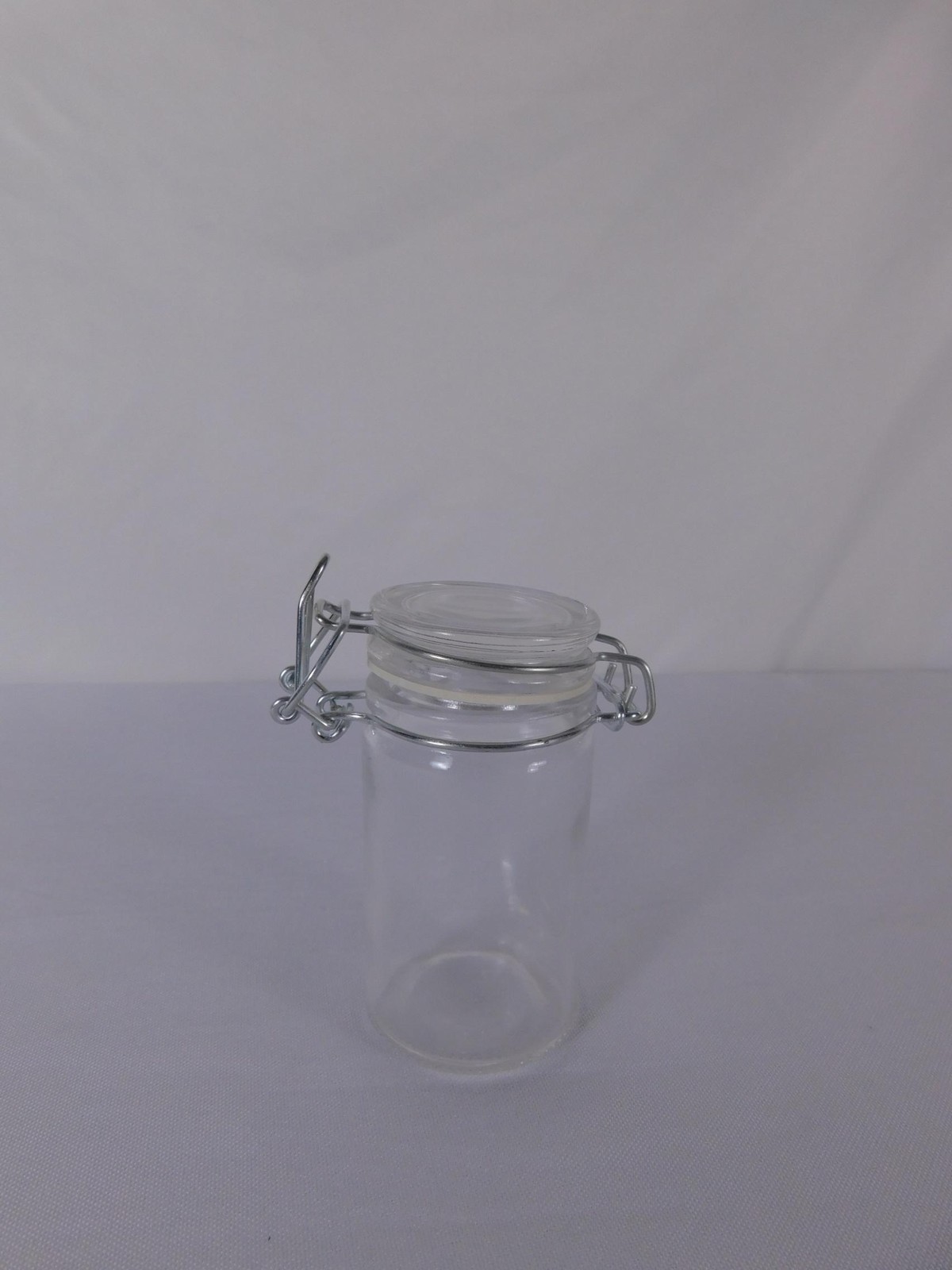 Clear Glass Airtight Storage Jar With Snap Lid 7 Oz Cylinder Reusable Modern
