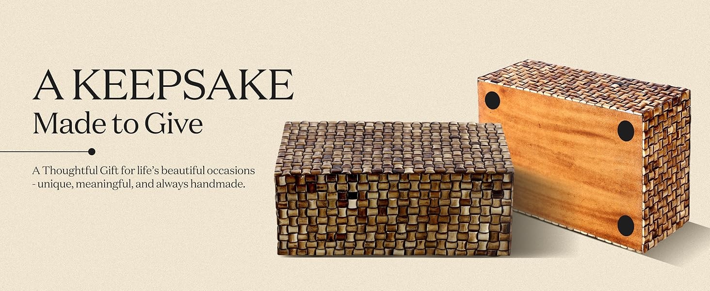 Large Decorative Storage Box with Lid – 12X8X5” Coffee Table Organizer,