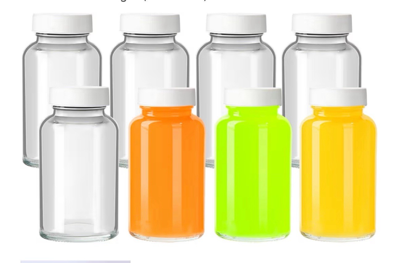 Juice Bottles – 4oz Bottles with Lids, 6 pcs Plastic Juice Containers with Caps