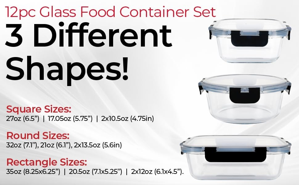 Premium Borosilicate Glass Food Storage Containers with lids Set | 24pc Sets …