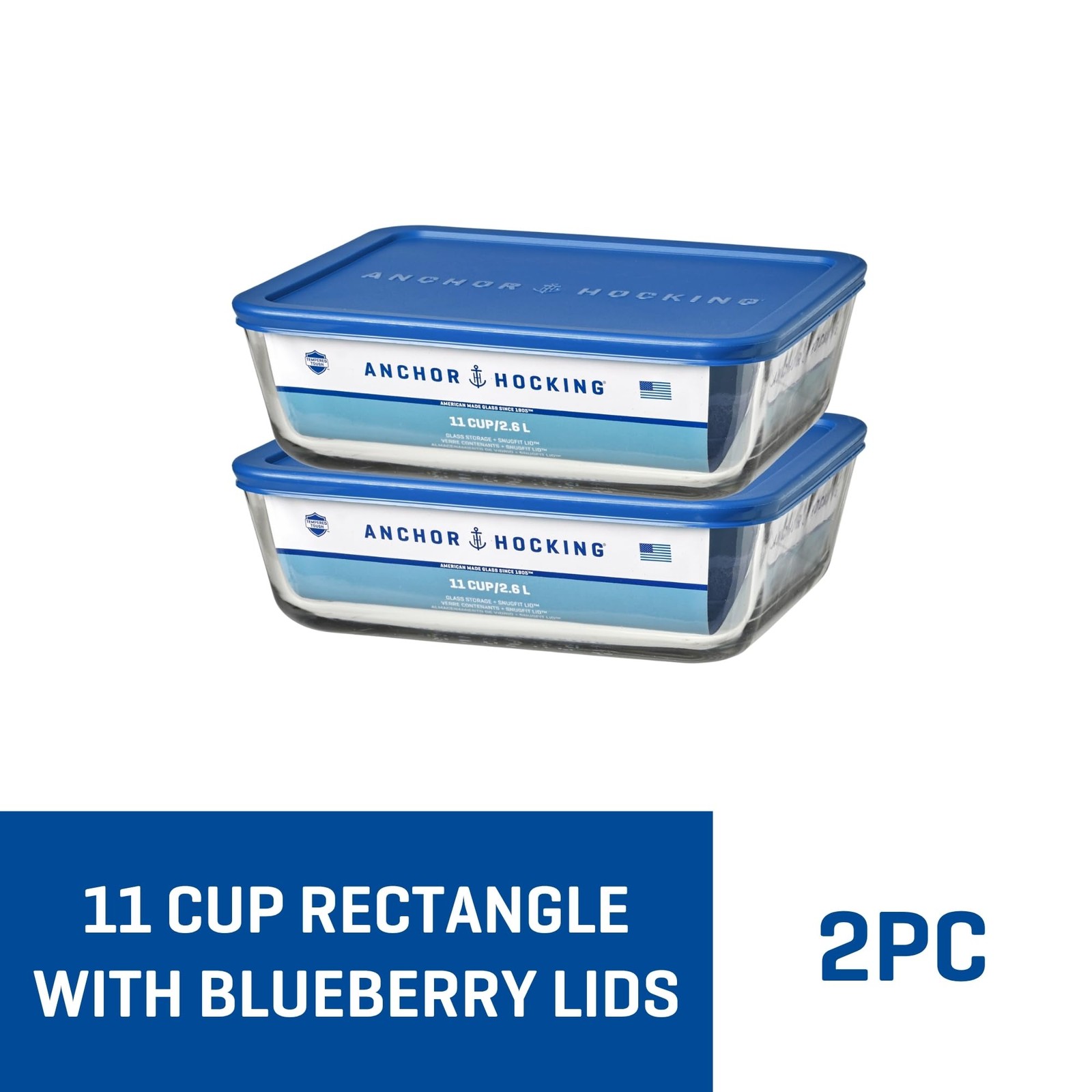 Anchor Hocking 11-Cup Glass 11 cups, 9.88 inches x 3.13 inches, Blueberry