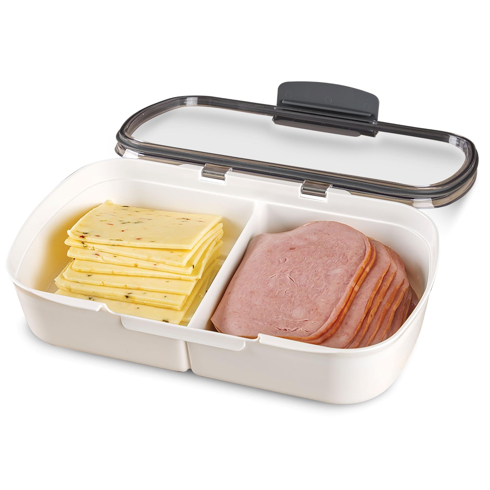 Split Deli Food Storage Container with Air-Tight Silicone Seal and Dry Erase …