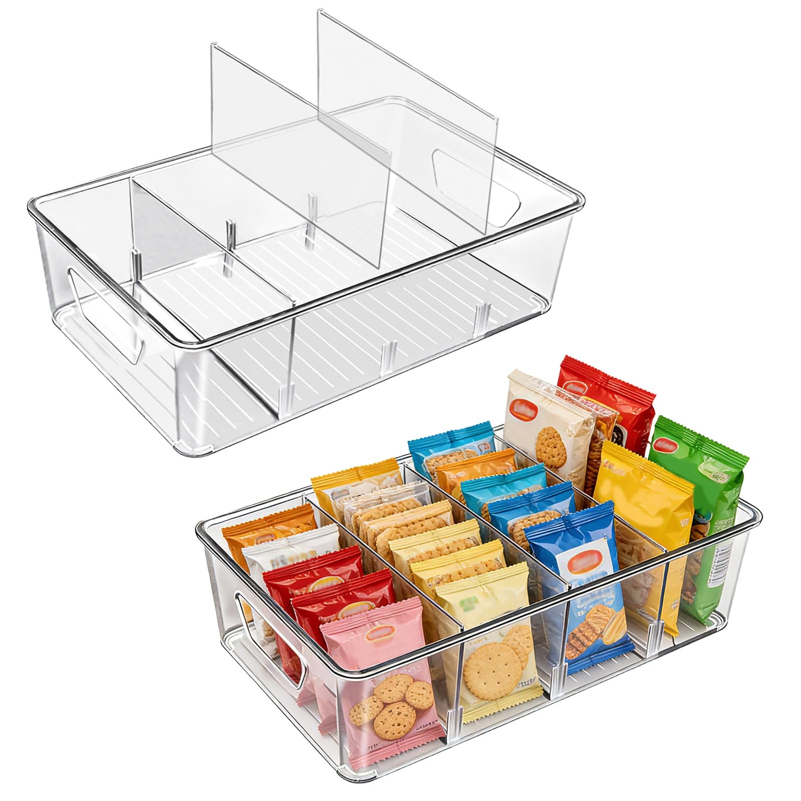 Stackable 4-Compartment Pantry Organizers and Storage, Clear Plastic Storage …