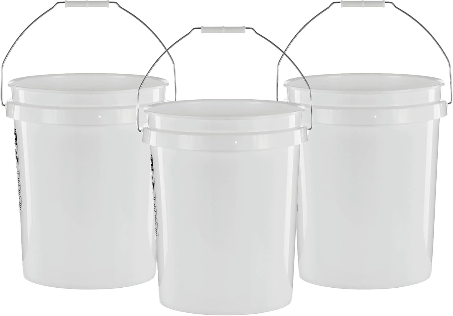 5 Gallon Bucket – 3 Pack, White, Heavy Duty Bpa-Free Plastic Bucket, Comfortable