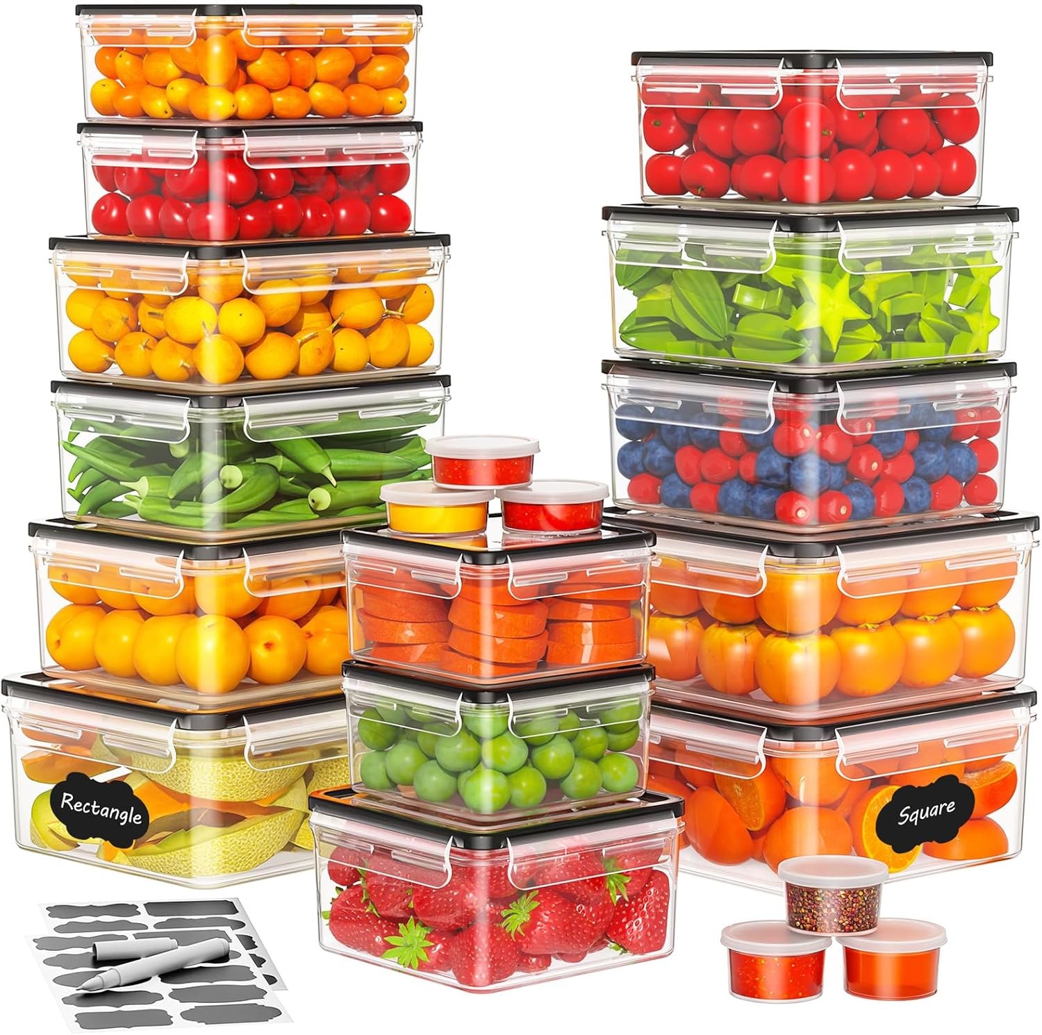 52 PCS Food Storage Containers W/ Lids Airtight 26 Lids & 26 Containers)-