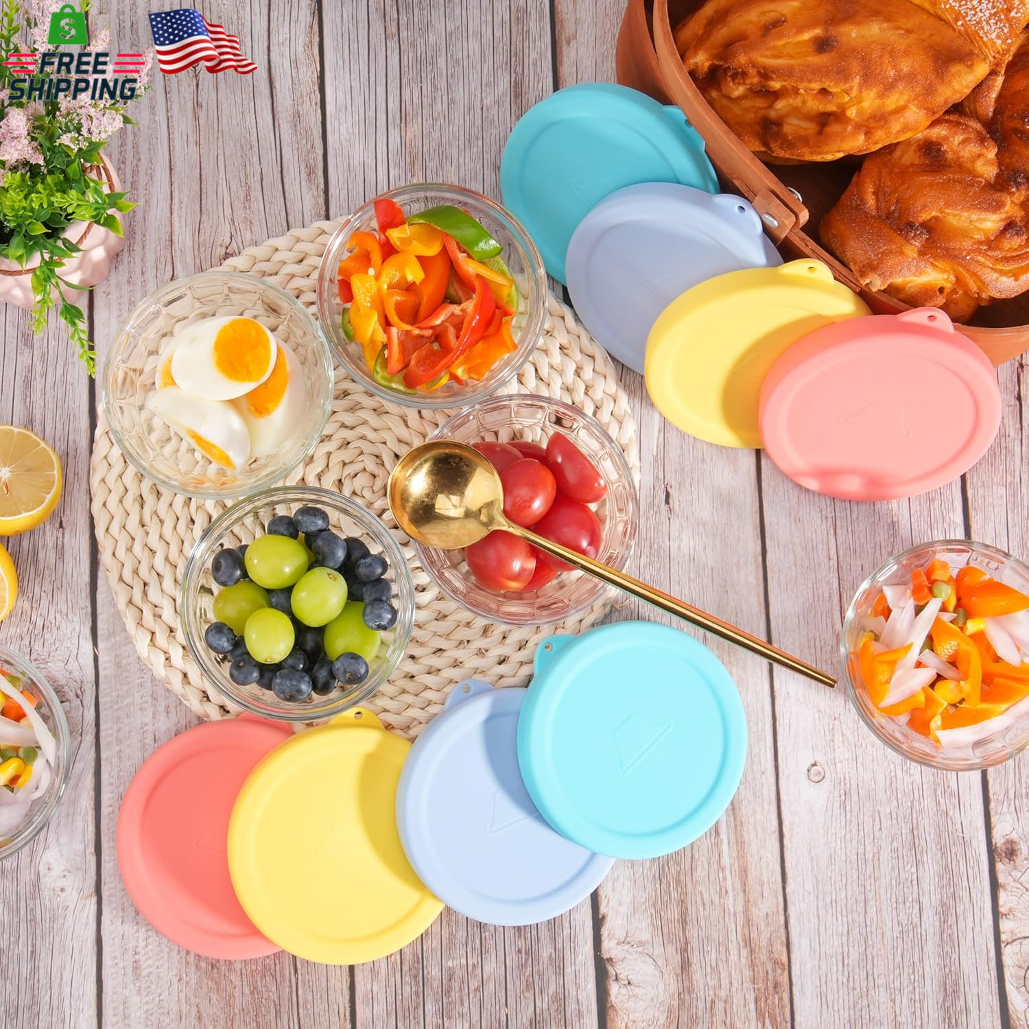 4 PCS Silicone Replacement Lids for Pyrex and Anchor Hocking Glass Custard Cups