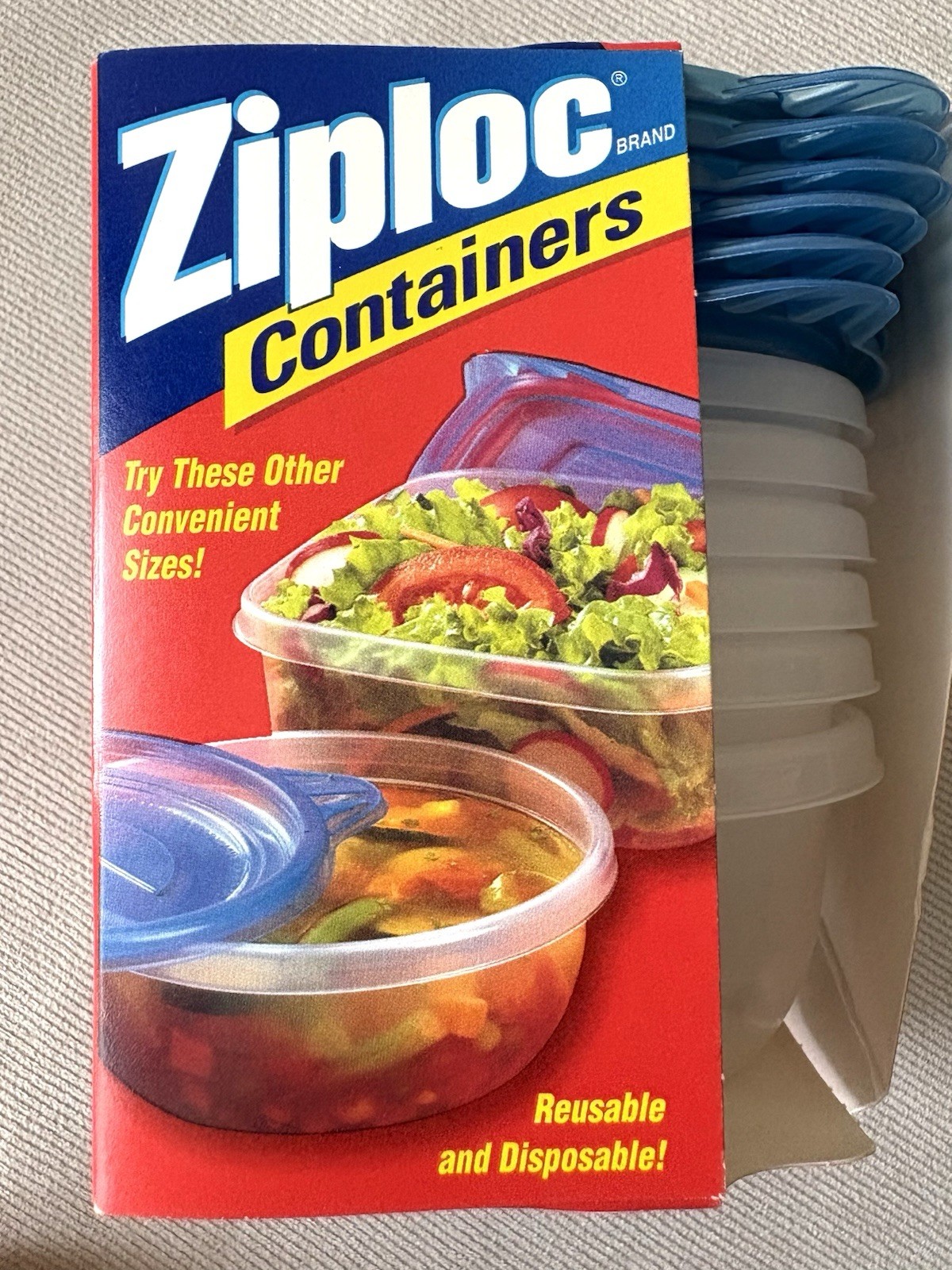 Ziploc Vintage 1998 Snap’n Seal Single Serve 8fl.oz./1 Cup 6 Storage Containers