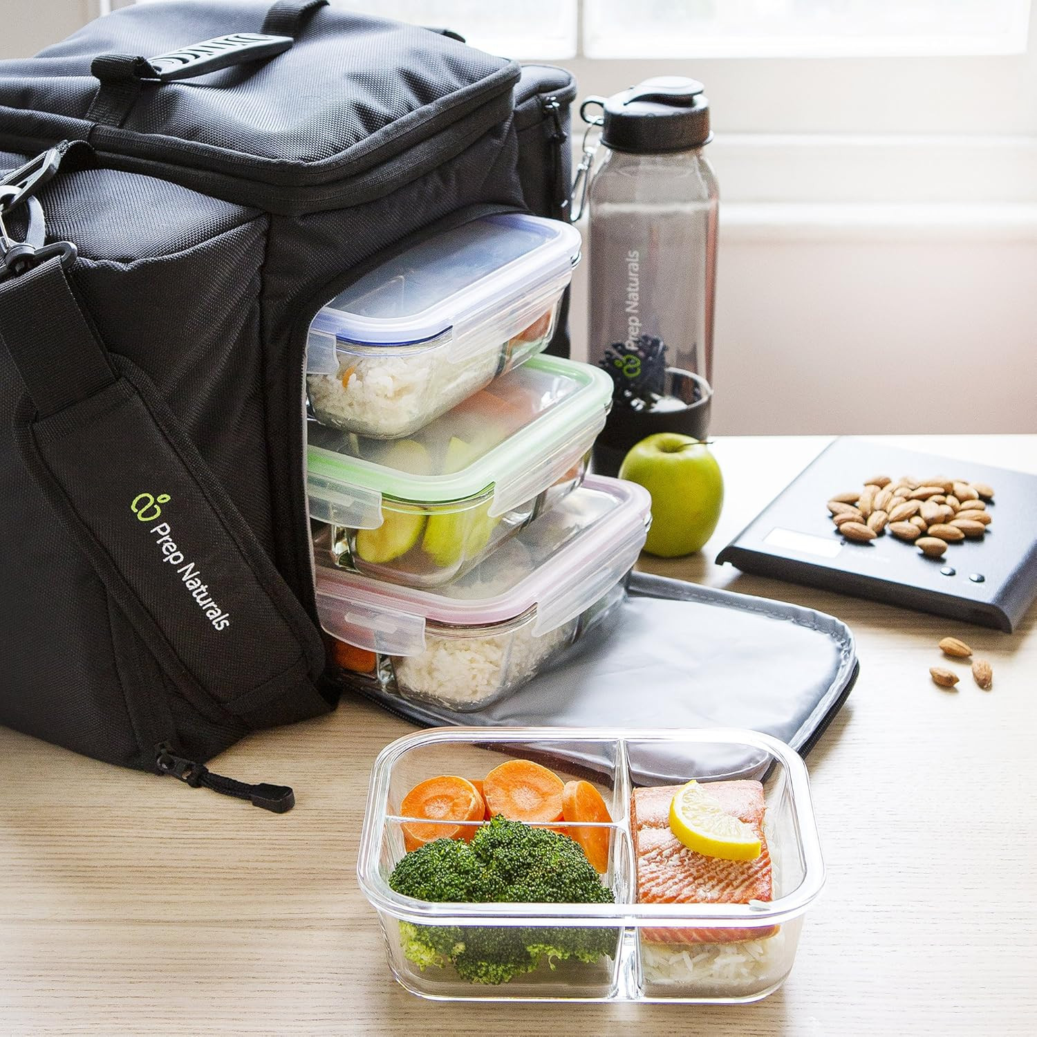 PrepNaturals 4 Pack 34 Oz Glass Meal Prep Containers – Dishwasher Microwave Free