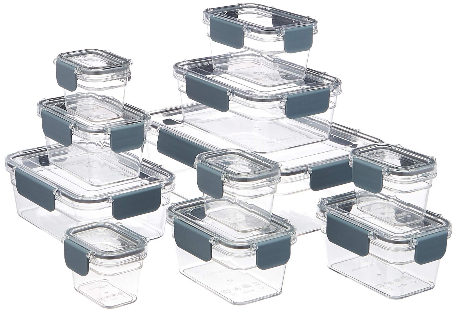 Amazon Basics Tritan Plastic Food Storage Containers with 22 Pieces, Clear
