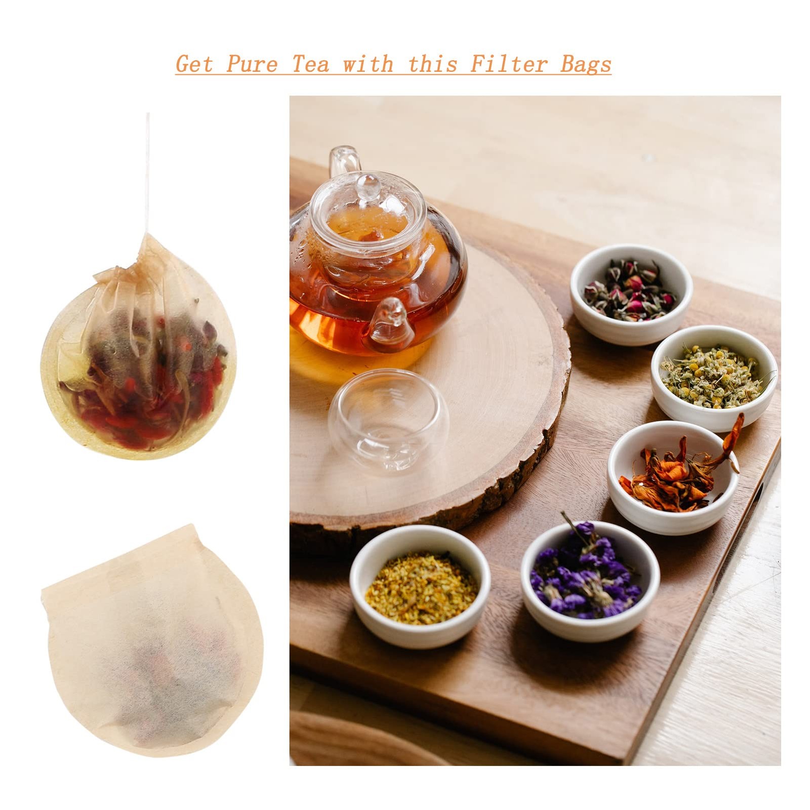 400pcs Tea Bags for Loose Leaf Empty Leaf, 2.95”, Natural