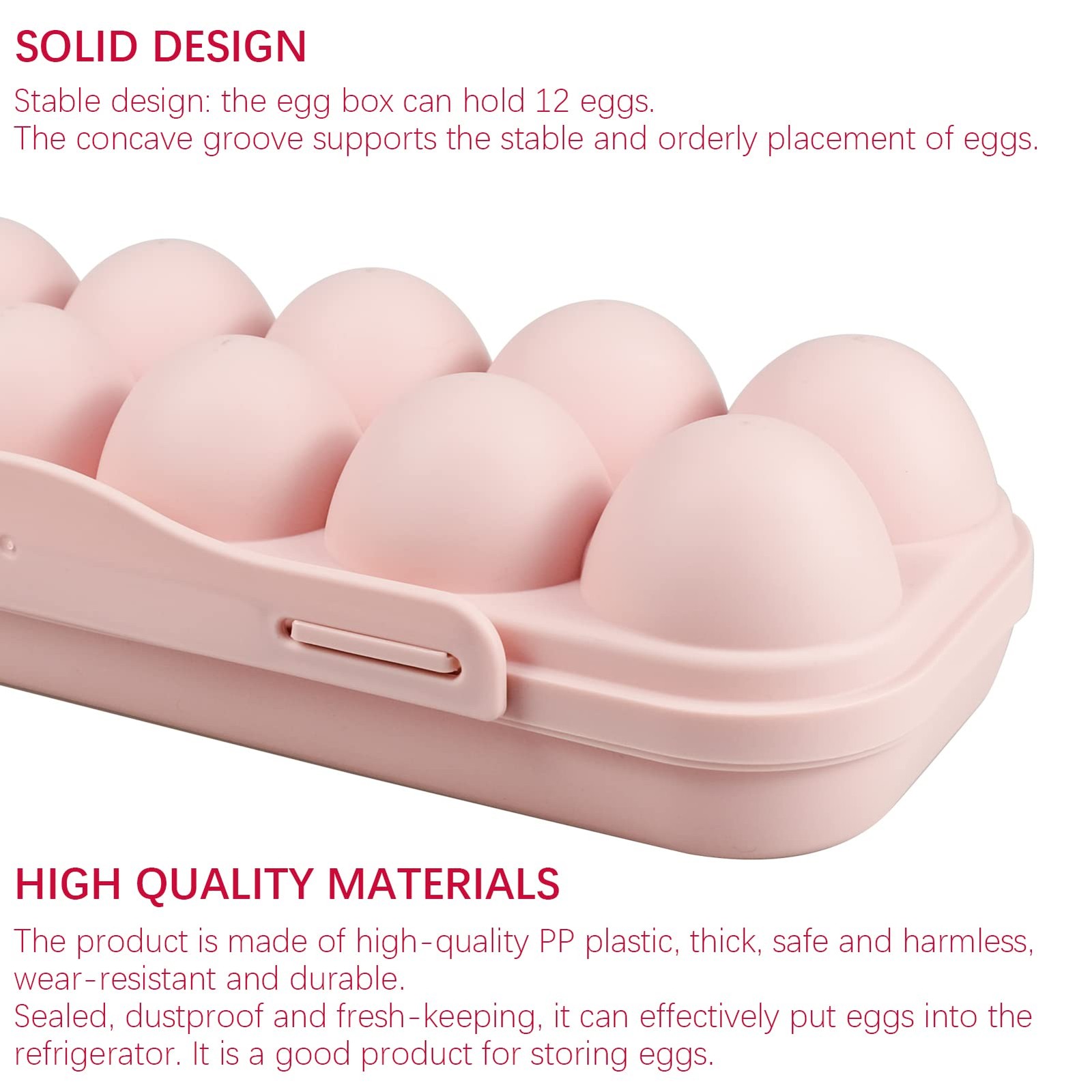 2 Pieces Egg Container For Refrigerator, 12 Grid Egg Storage Box with Lid, St…