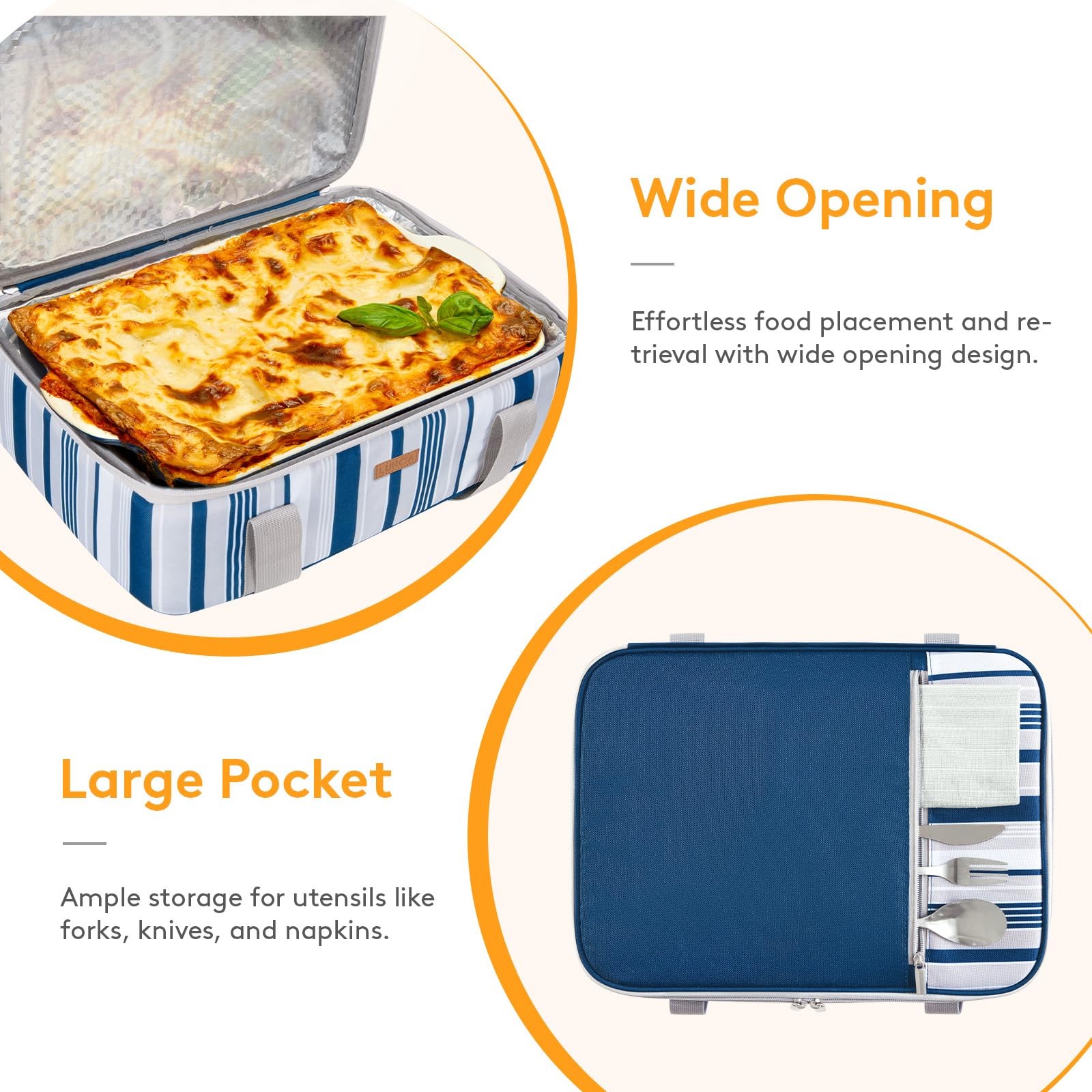 LUNCIA Insulated Casserole Carrier, Hot/Cold Food, 9″x13″ Pan, Potluck Picnic, B