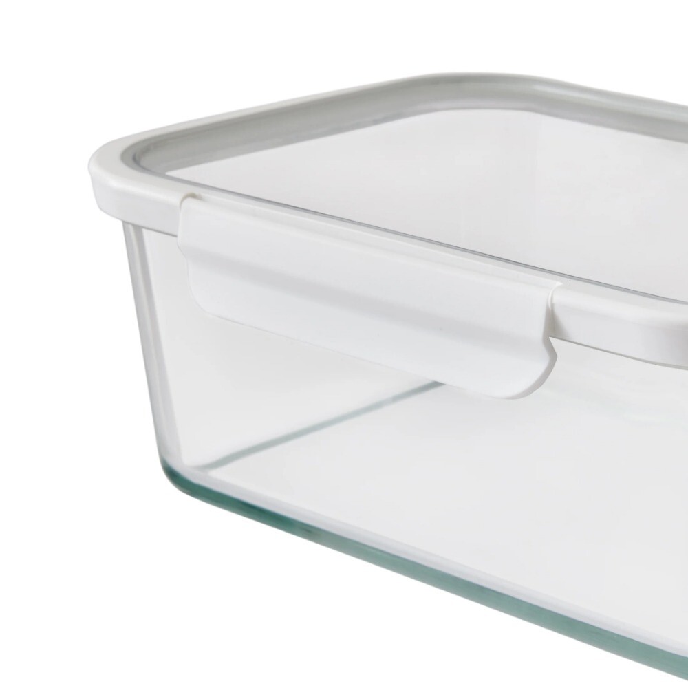 10Cup Rectangle Glass Food Storage Container with Tritan Lid. Set of 1,2 Pieces