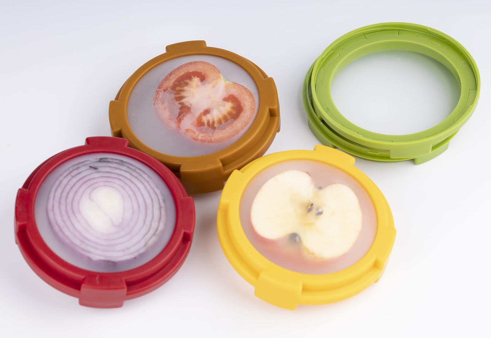 Ortarco 4Pcs Onion Storage Avocado Saver Holder, 4PCS: Red+Yellow+Brown+Green