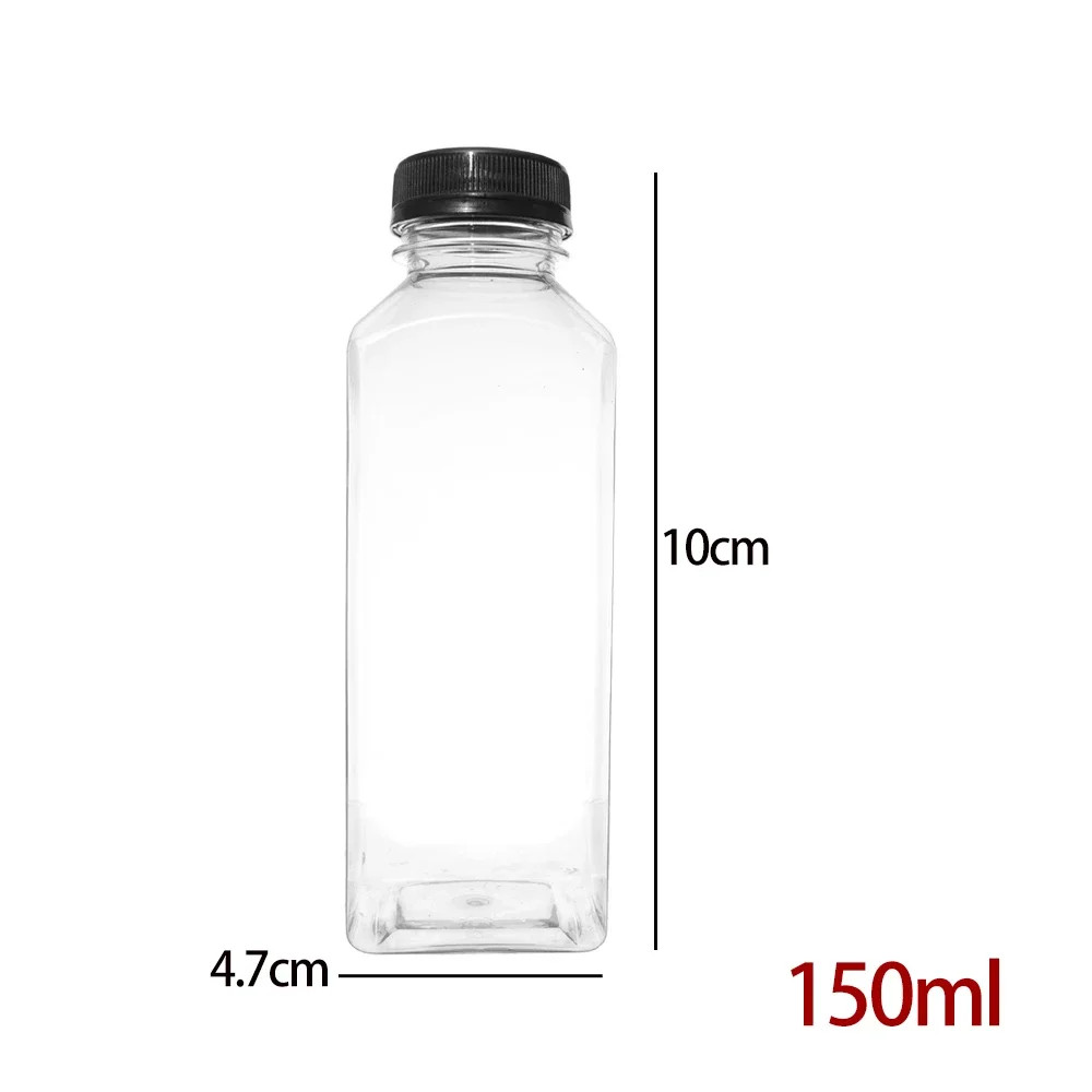 150/500ML Empty Plastic Drink Containers with Black Screw Caps Reusable for Kitc