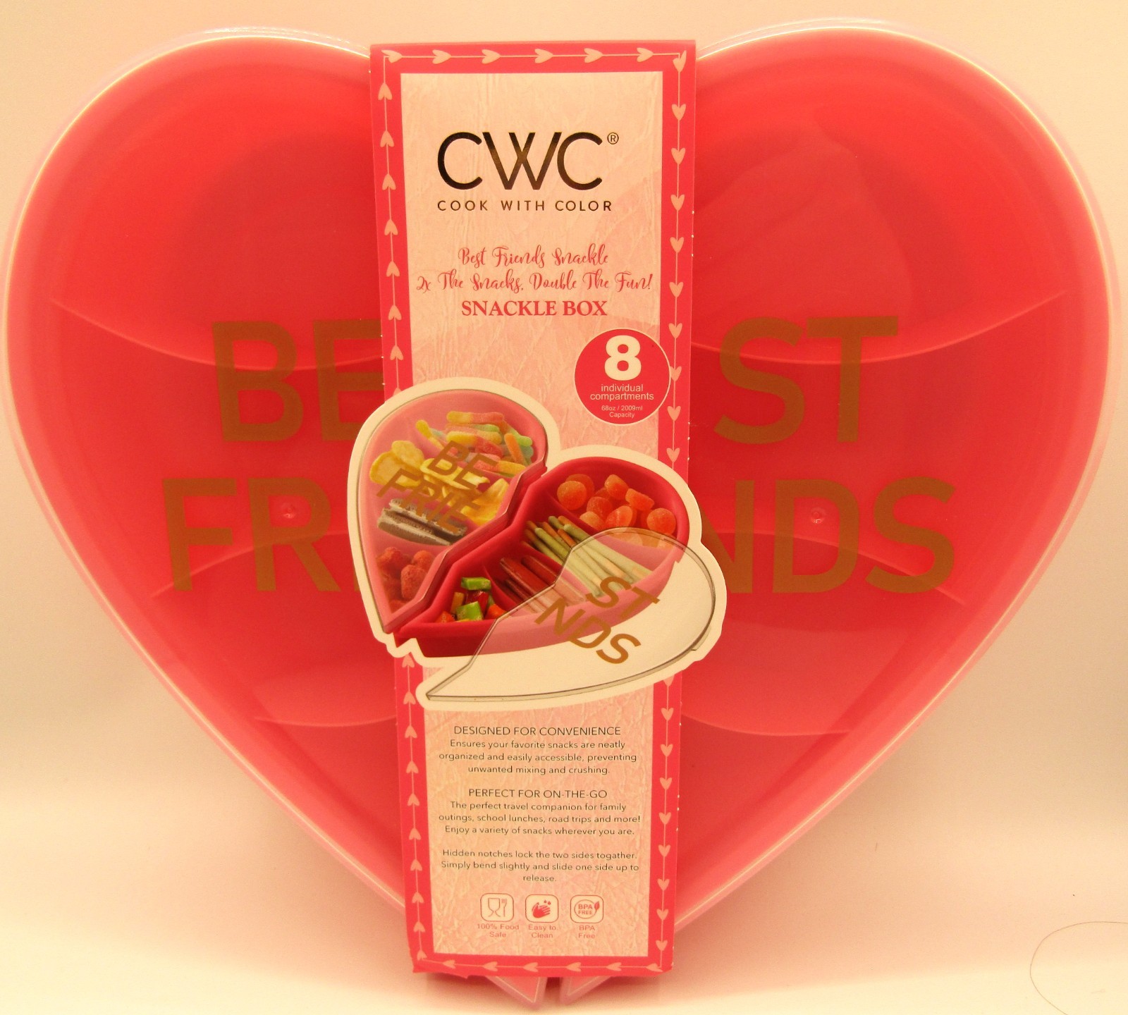 Cook With Color Valentine Best Friends Heart-Shaped Snack Box. New
