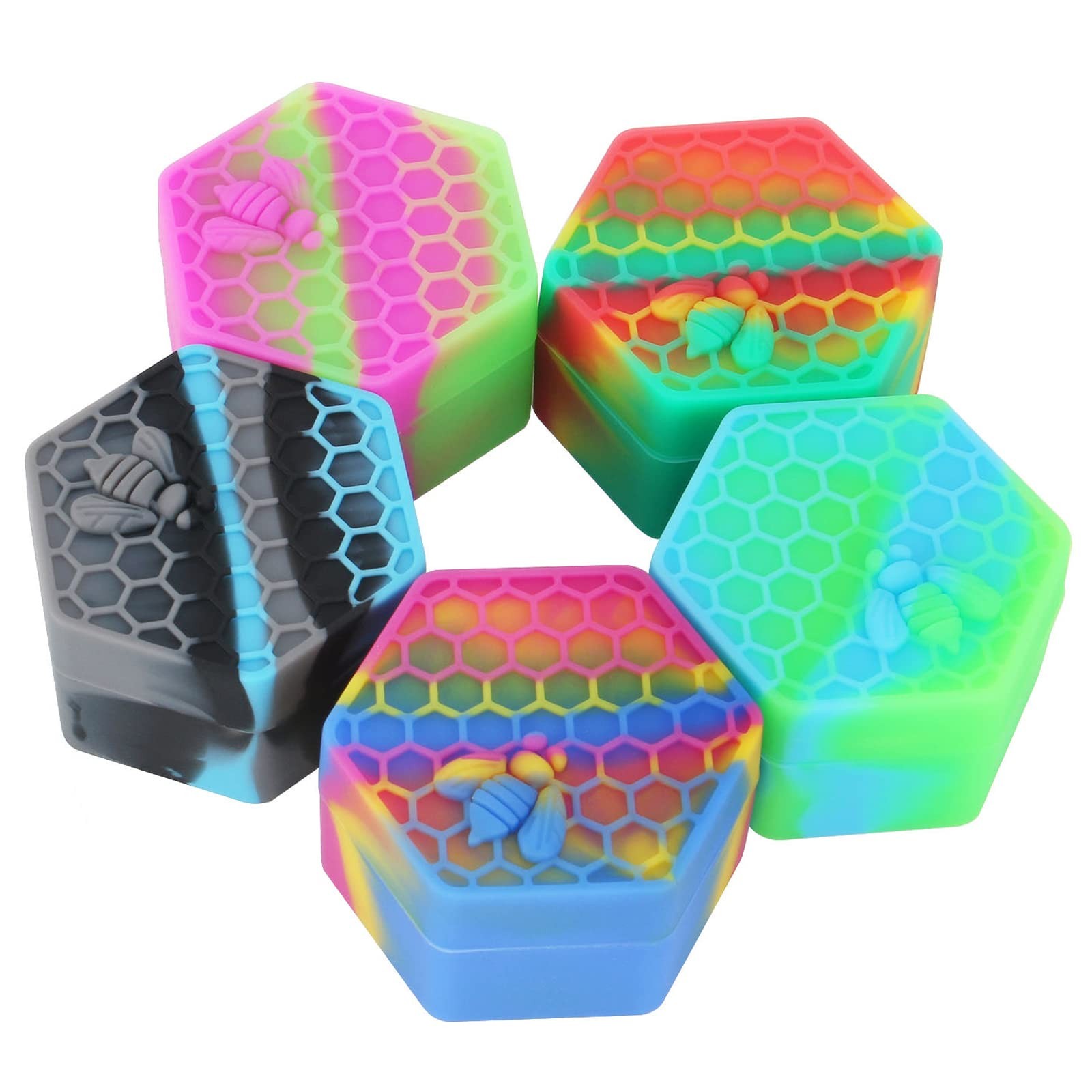 5 PCS 25ml NonStick Hexagon Silicone Containers with Carving Tool 5 PCS
