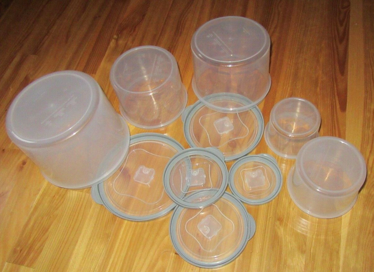 Art & CooK Round 10 Pc Vented Plastic Food Storage Bowls D/W Safe New NICE