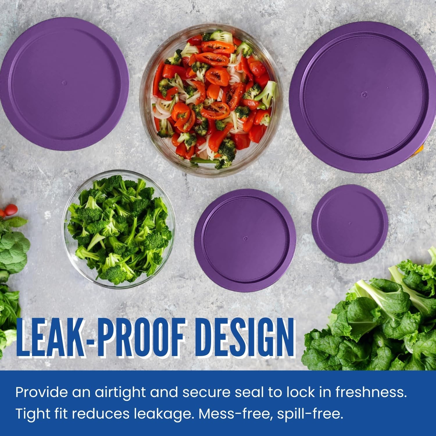 Airtight 4-Cup Glass Food Storage Container Lids – 6-Inch Round Plastic Covers (