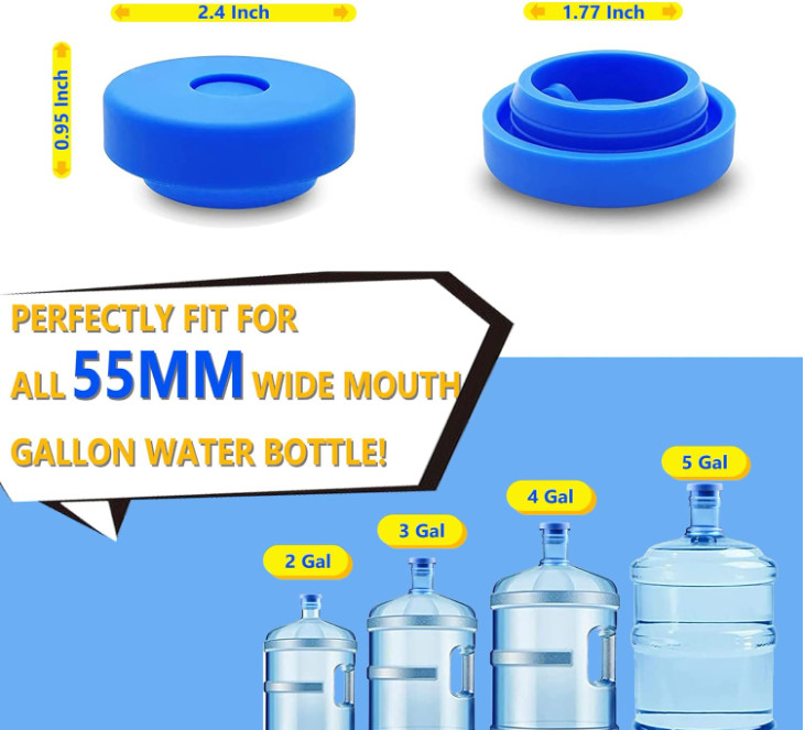 3 Pcs Reusable 5 Gallon Water Jug Caps, Leak Proof Bottle Lids (55mm) Bottles