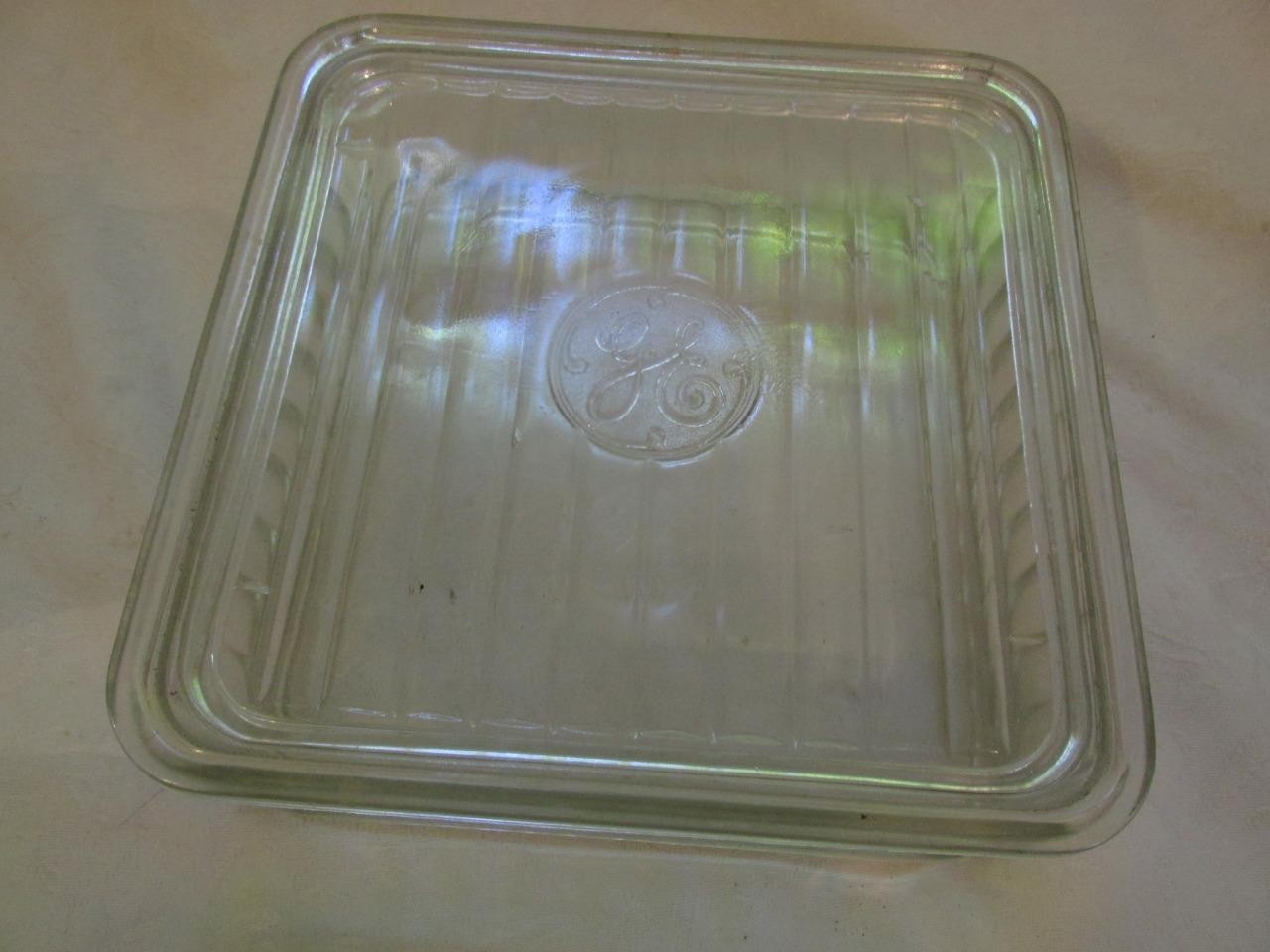 Vintage GE General Electric 8-1/2″ Sq Clear Refrigerator Dish w/Lid – EXC Cond