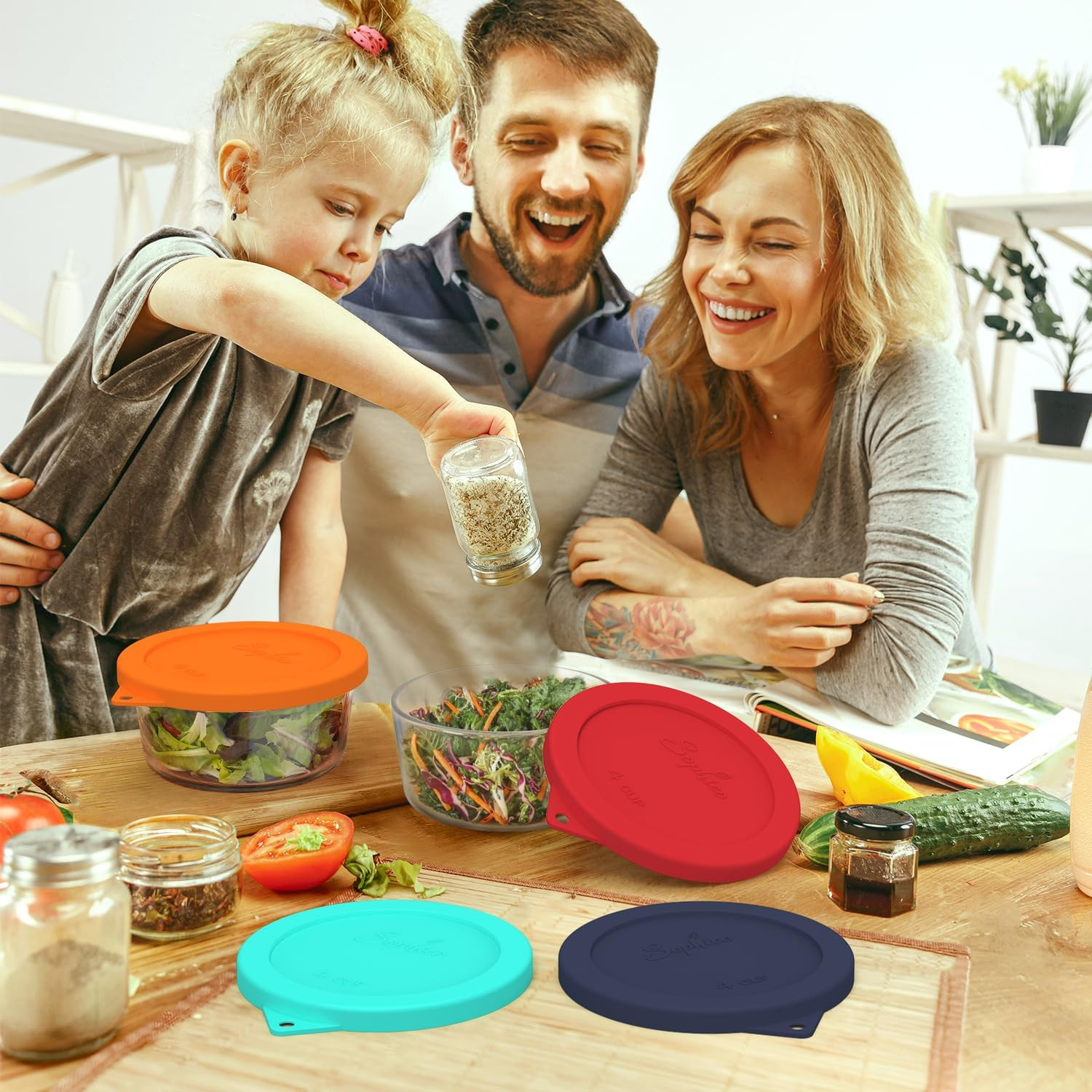 4 Cup round Silicone Storage Cover Lids Replacement for Anchor Hocking and Pyrex
