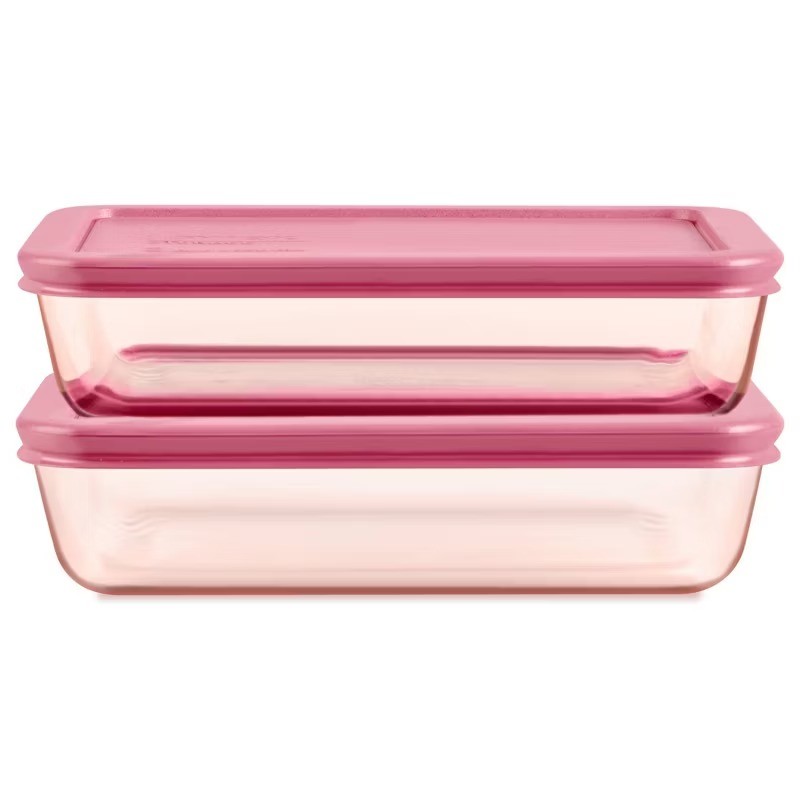 Simply Store Tinted 4pc Lidded Rectangle Storage Set Pink