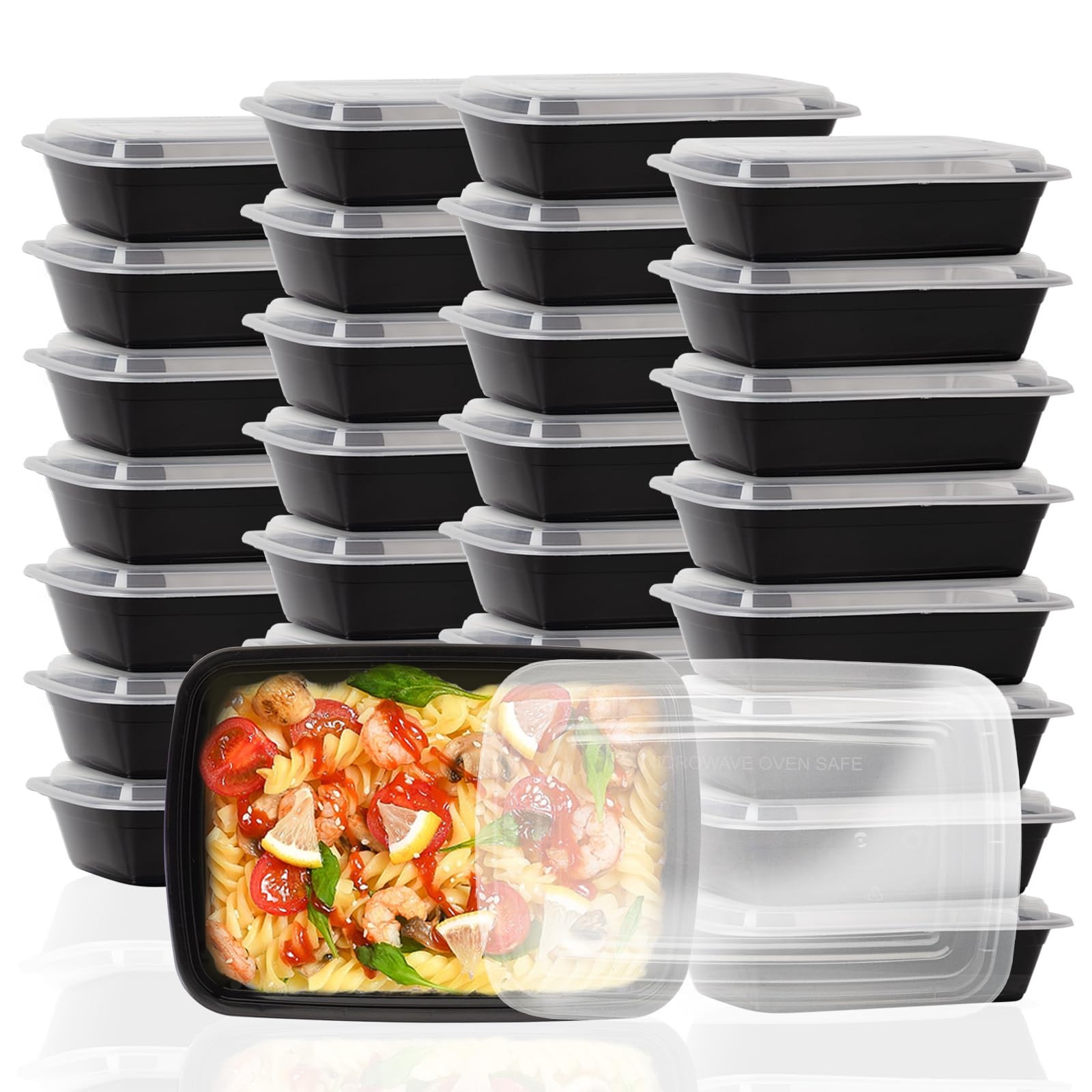 Ezalia 30 Pack Meal Prep Containers 38oz, Plastic To Go Food Containers with …