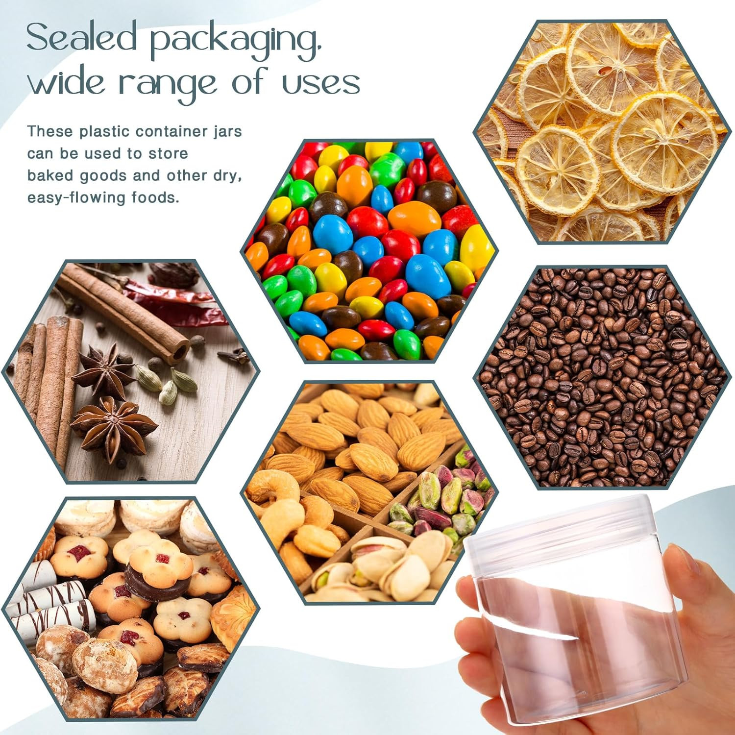 6 Pack 8 oz Plastic Jars Containers with Lids Wide-mouth Refillable Leakproof…