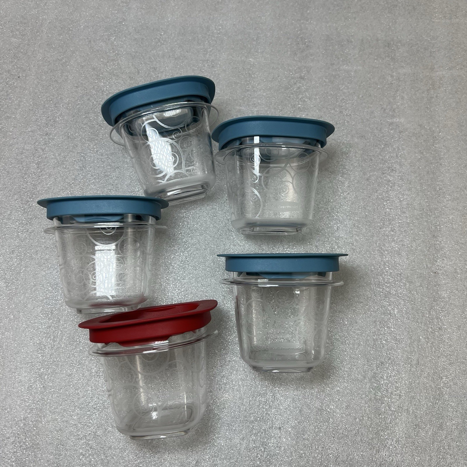 5 RUBBERMAID 4oz Premier Food Snacks Storage Containers & Lids Window Swirl