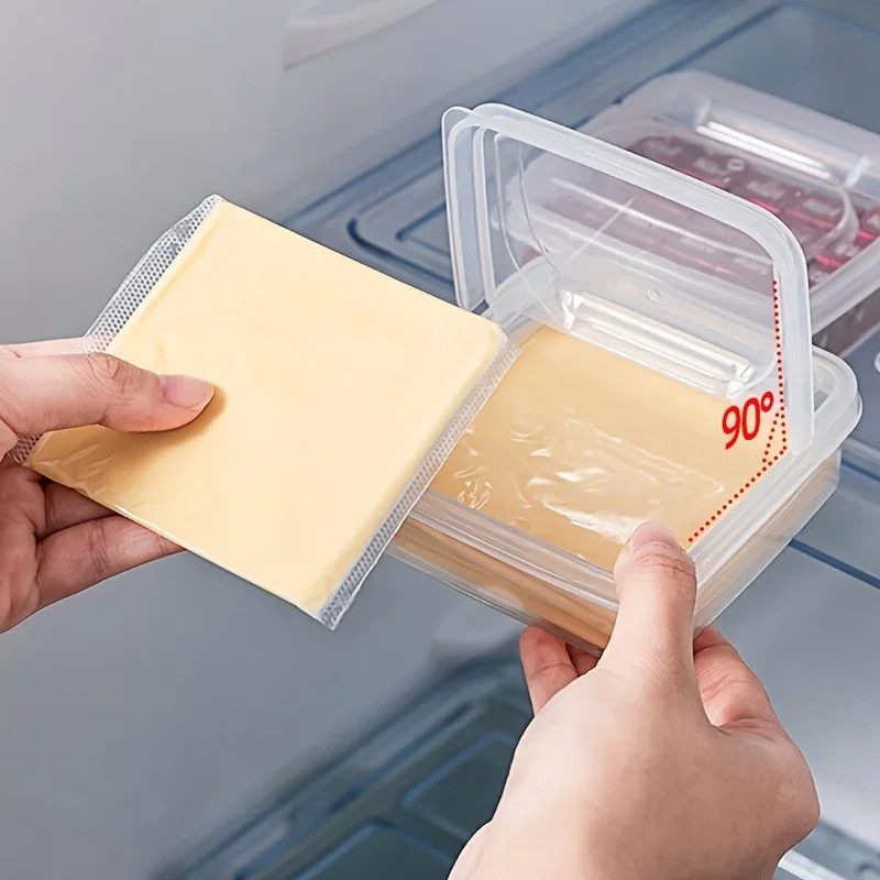 Sliced Cheese Container for Fridge, Clear Plastic Butter Block Cheese Slice Stor